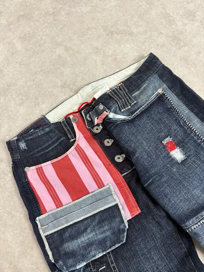 Marithe + Francois Girbaud 2000s Marithé + François Girbaud Blue Deconstructed Denim Jeans Size US 30 / EU 46 - 5 Thumbnail