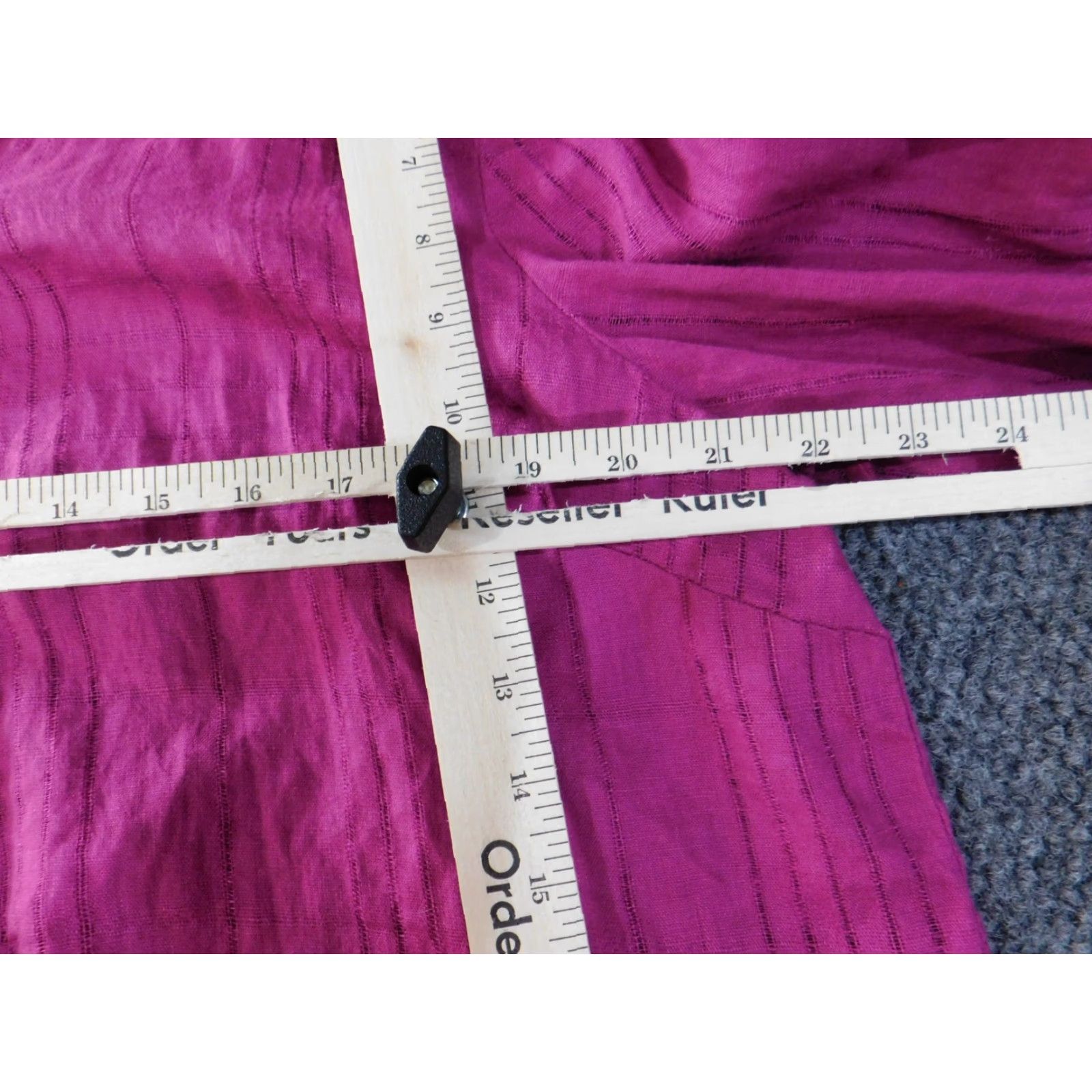 JM Collection JM Collection Button-Up Shirt Womens 18 Pink Linen Knit Pullover Collared Long Sleeve Casual Designer Blouse Striped Button Accents Stretch Regular Size XXL / US 16-18 / IT 52-54 - 6 Thumbnail