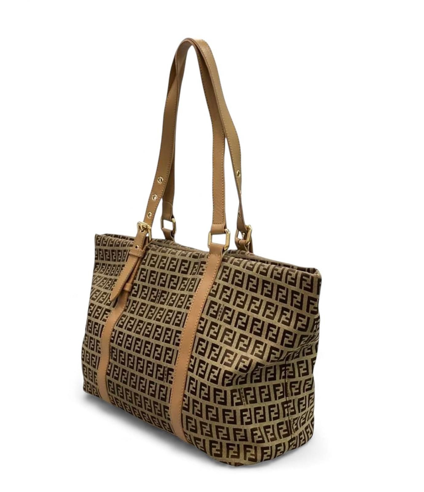 Fendi Fendi - Monogram Canvas Tote Bag with Leather Straps Size ONE SIZE - 2 Thumbnail