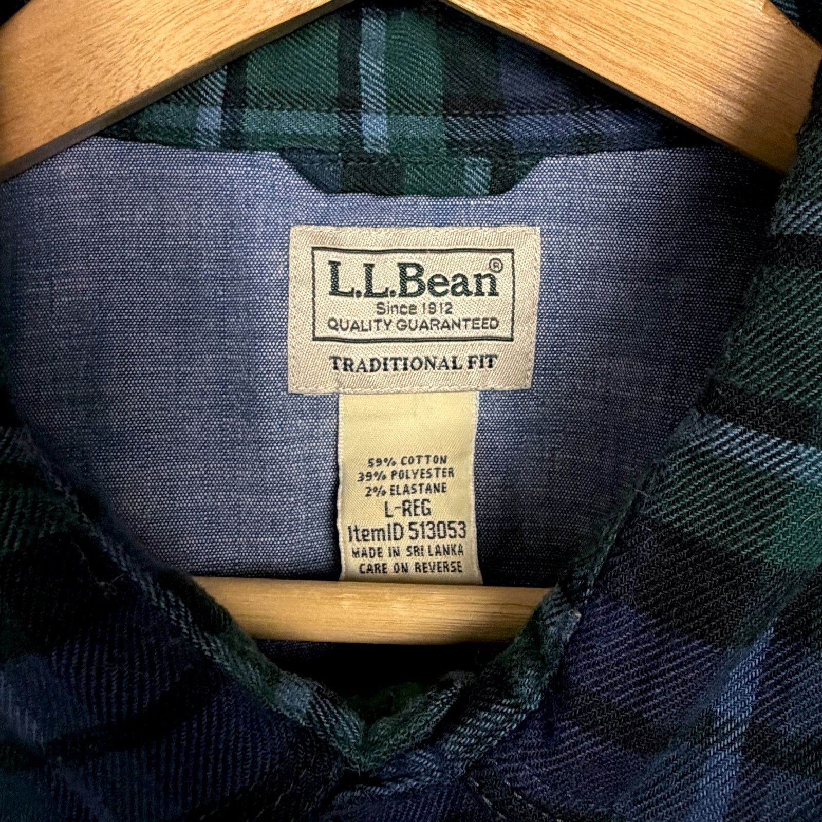 L.L. Bean Vintage LL Bean Men's Large Green Blue Flannel Button Down Size US L / EU 52-54 / 3 - 5 Thumbnail