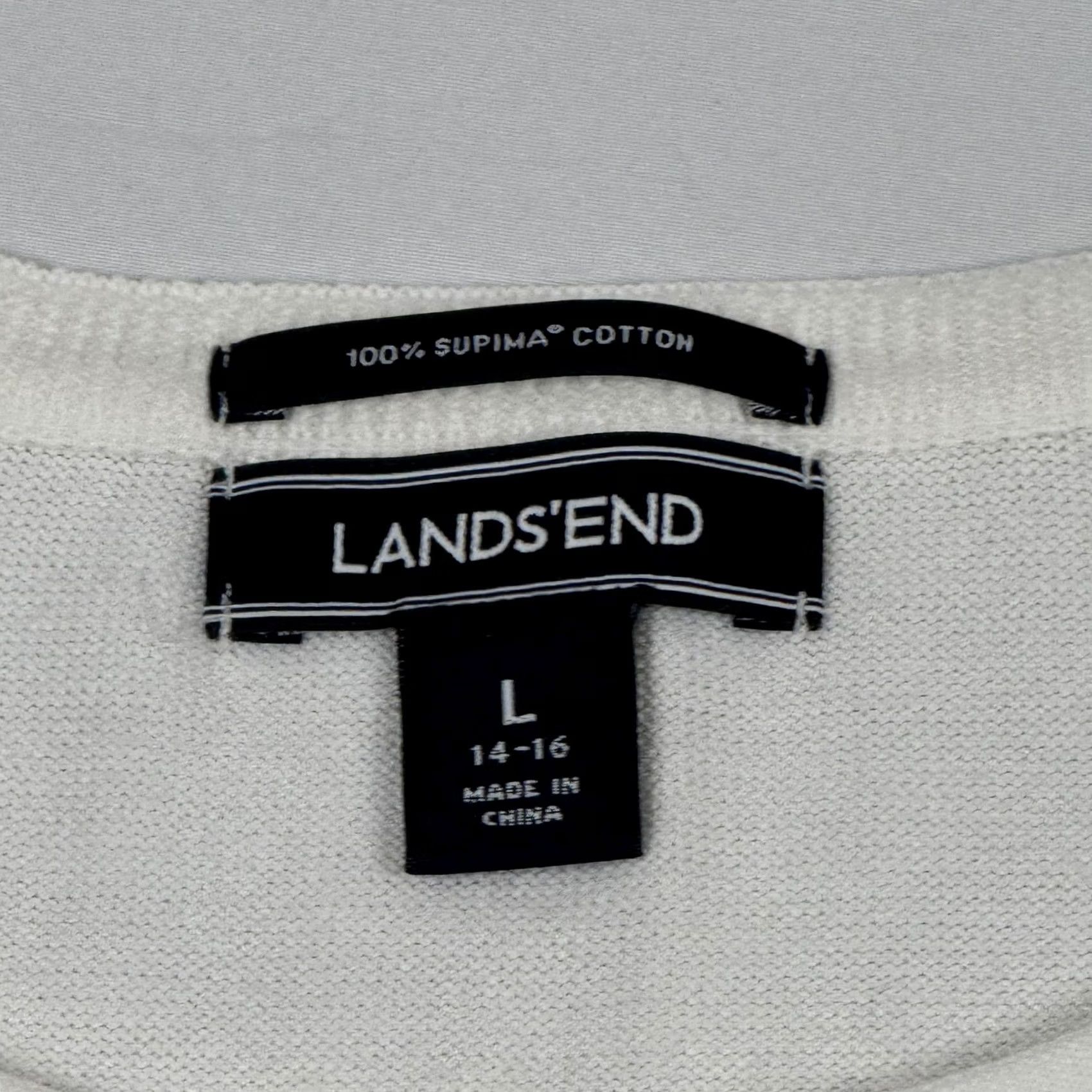 Lands' End Lands' End Drifter Sweater L Supima Cotton Striped Pointelle Lightweight Crew Neck 3/4 Sleeve Women Knitted Open-Knit Size L / US 10 / IT 46 - 4 Thumbnail