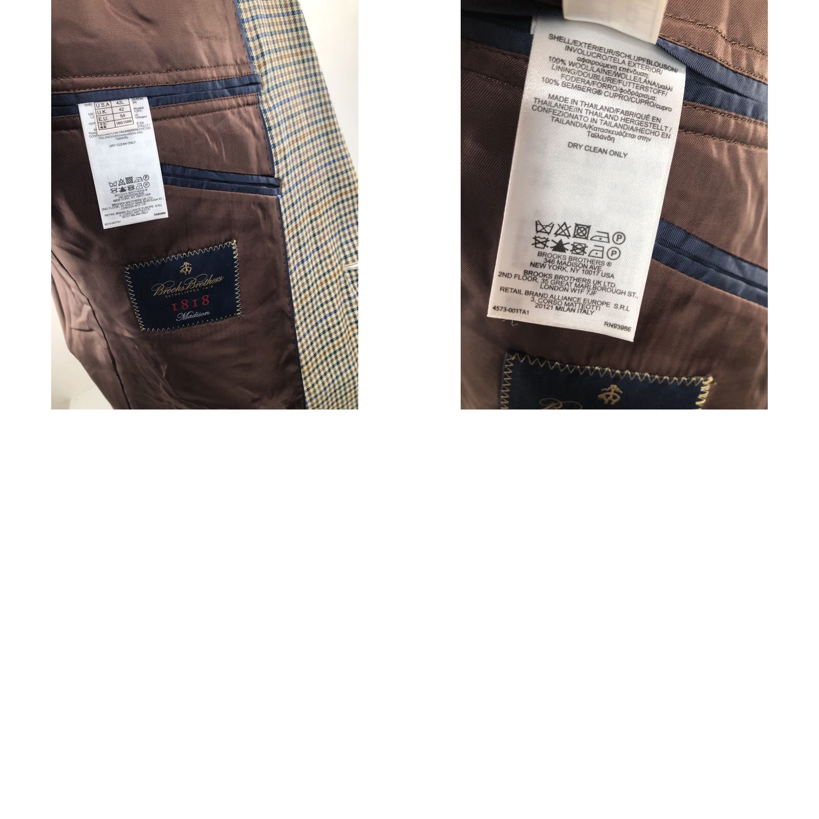 Brooks Brothers BROOKS BROTHERS 1818 MADISON Plaid Wool 42L Blazer Jacket Men Size 42 L Brown Beige Blue Gray C14 EXCELLENT Size 42R - 8 Thumbnail