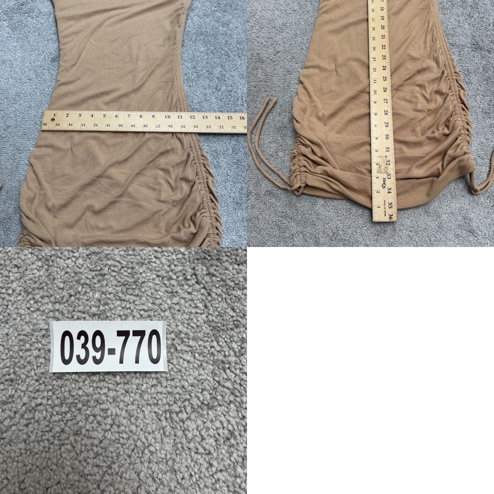 Vintage Hello Molly Dress Womens Medium Tan Brown Ribbed Knit Bodycon Ruched Midi NWT Size M / US 6-8 / IT 42-44 - 10 Thumbnail