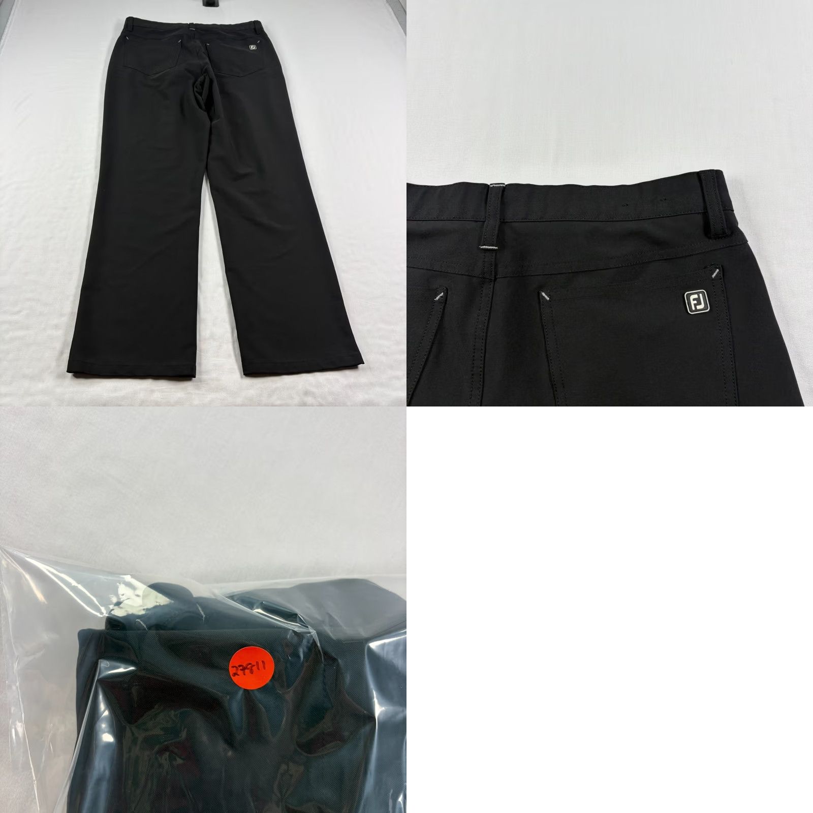 Footjoy FootJoy Pants Mens 32x30 Athletic Chino Stretch Black Polyester Blend Straight Leg Regular Inseam 30in Golf Casual Size US 32 / EU 48 - 8 Thumbnail