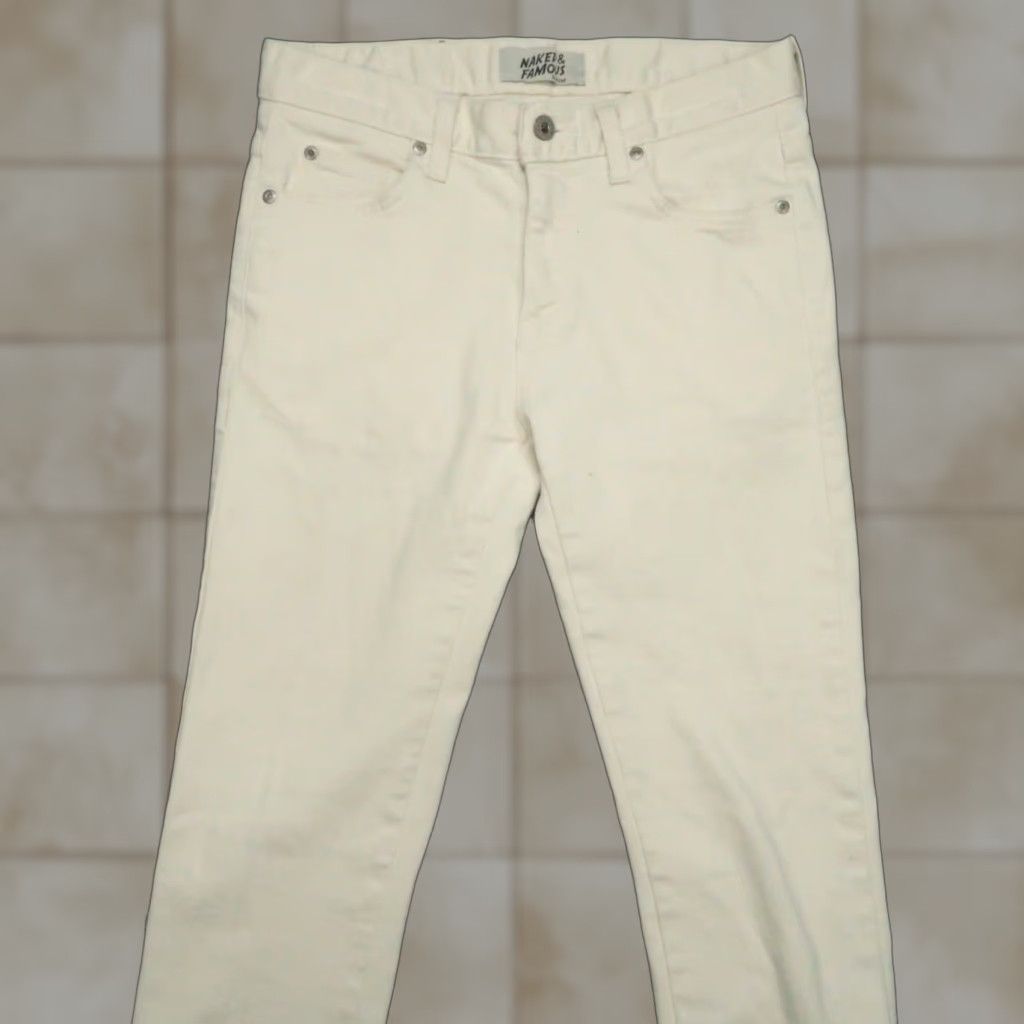 Vintage Naked & Famous Denim Jeans Mens 30x33 Cream 5-Pocket Natural Seed Denim Vintage No Size US 30 / EU 46 - 1 Thumbnail