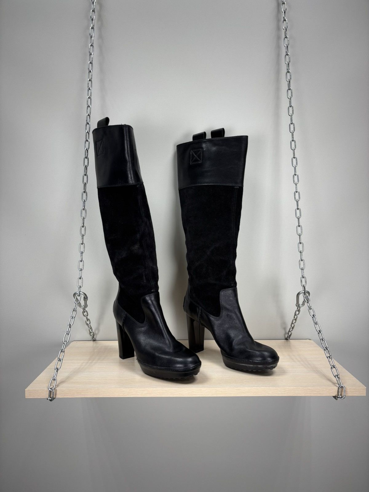 Tod's Womens leather boots TODS Size 38 1/2 Color Black Size US 8.5 / IT 38.5 - 1 Thumbnail