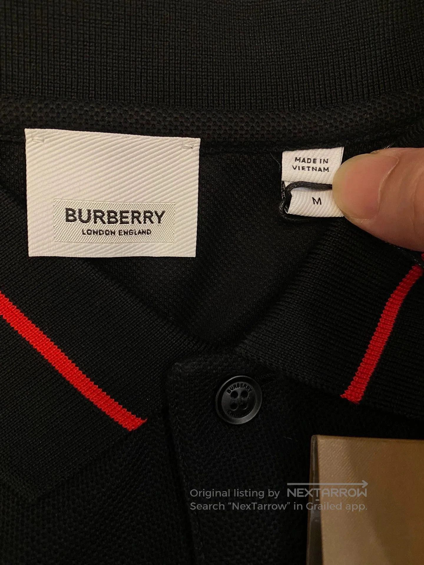 Burberry Black Polo Shirt with Red Trim . Size US M / EU 48-50 / 2 - 6 Thumbnail