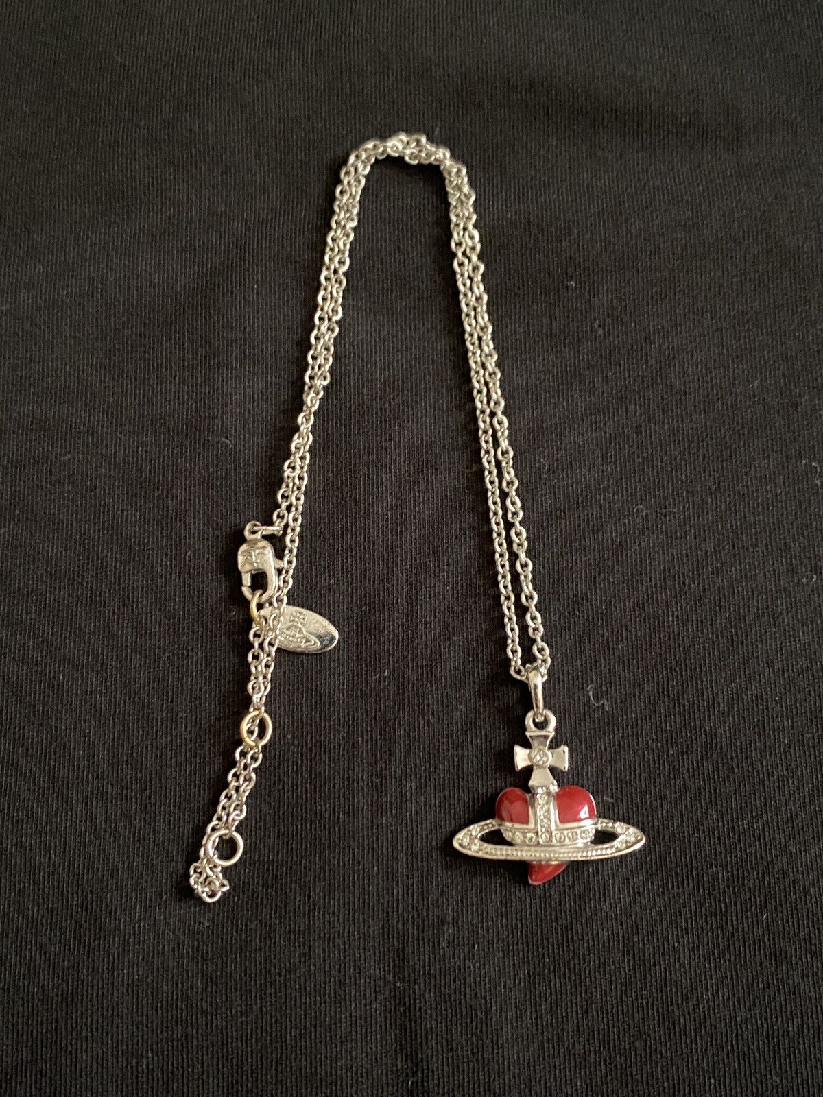 image of Vivienne Westwood Heart Orb Necklaces in Ash Silver, Men's