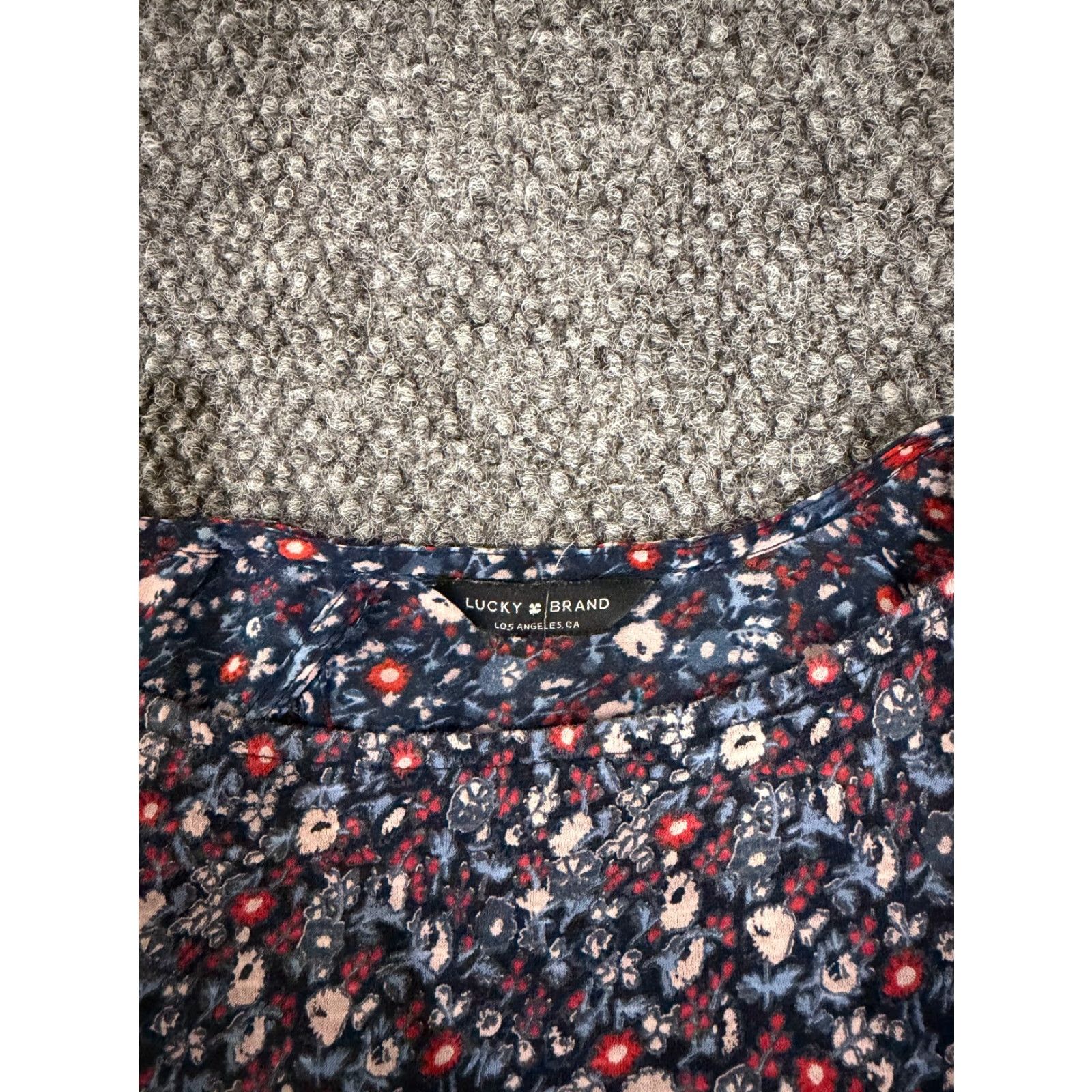 Lucky Brand Lucky Brand Blouse Womens S Blue Floral Short Sleeve Lightweight Casual Cotton Modal Rayon Crew Neck Pullover Regular Stretch Size S / US 4 / IT 40 - 3 Thumbnail