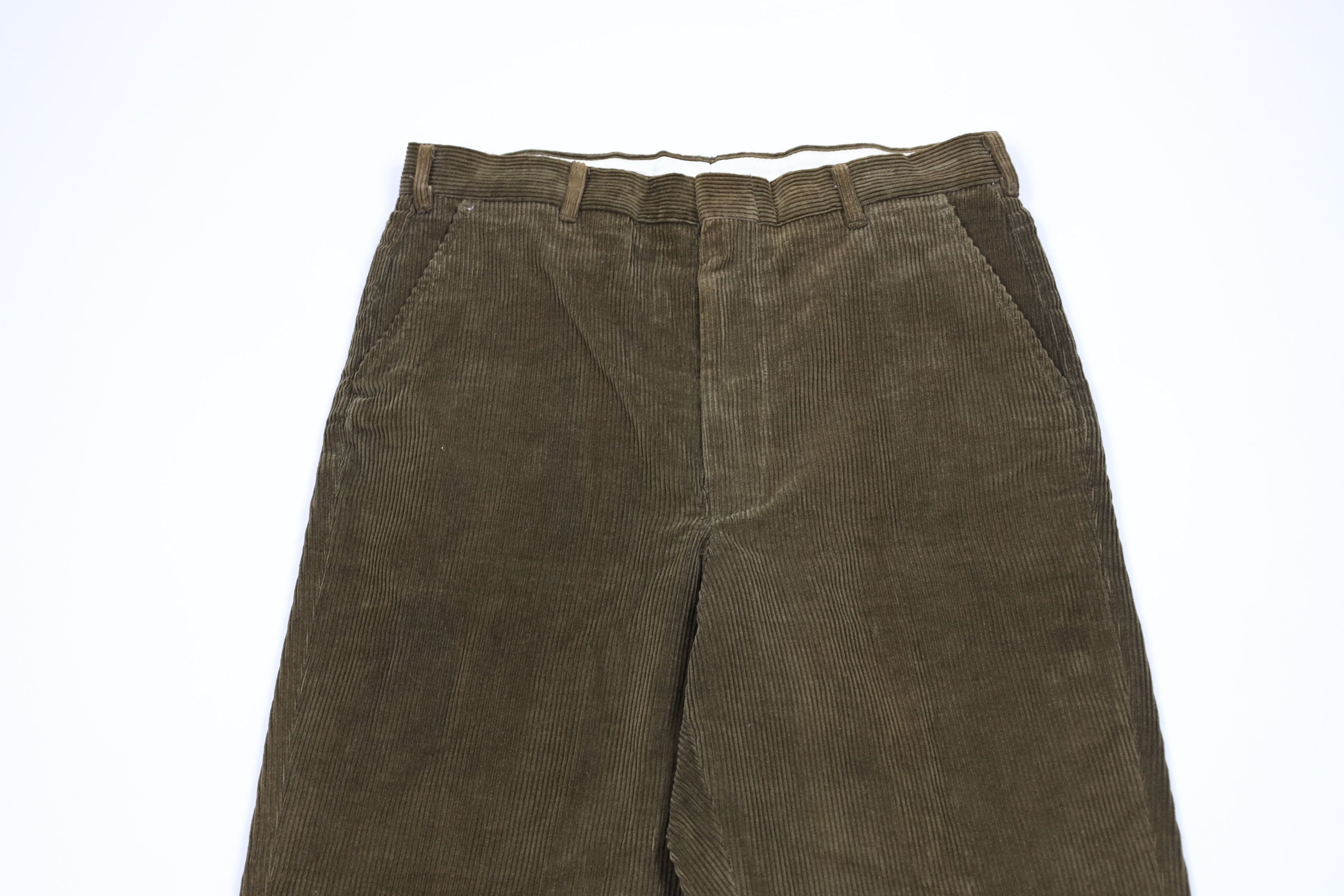 Vintage Vintage 70s Streetwear Wide Leg Corduroy Chino Pants Green Size US 32 / EU 48 - 2 Thumbnail