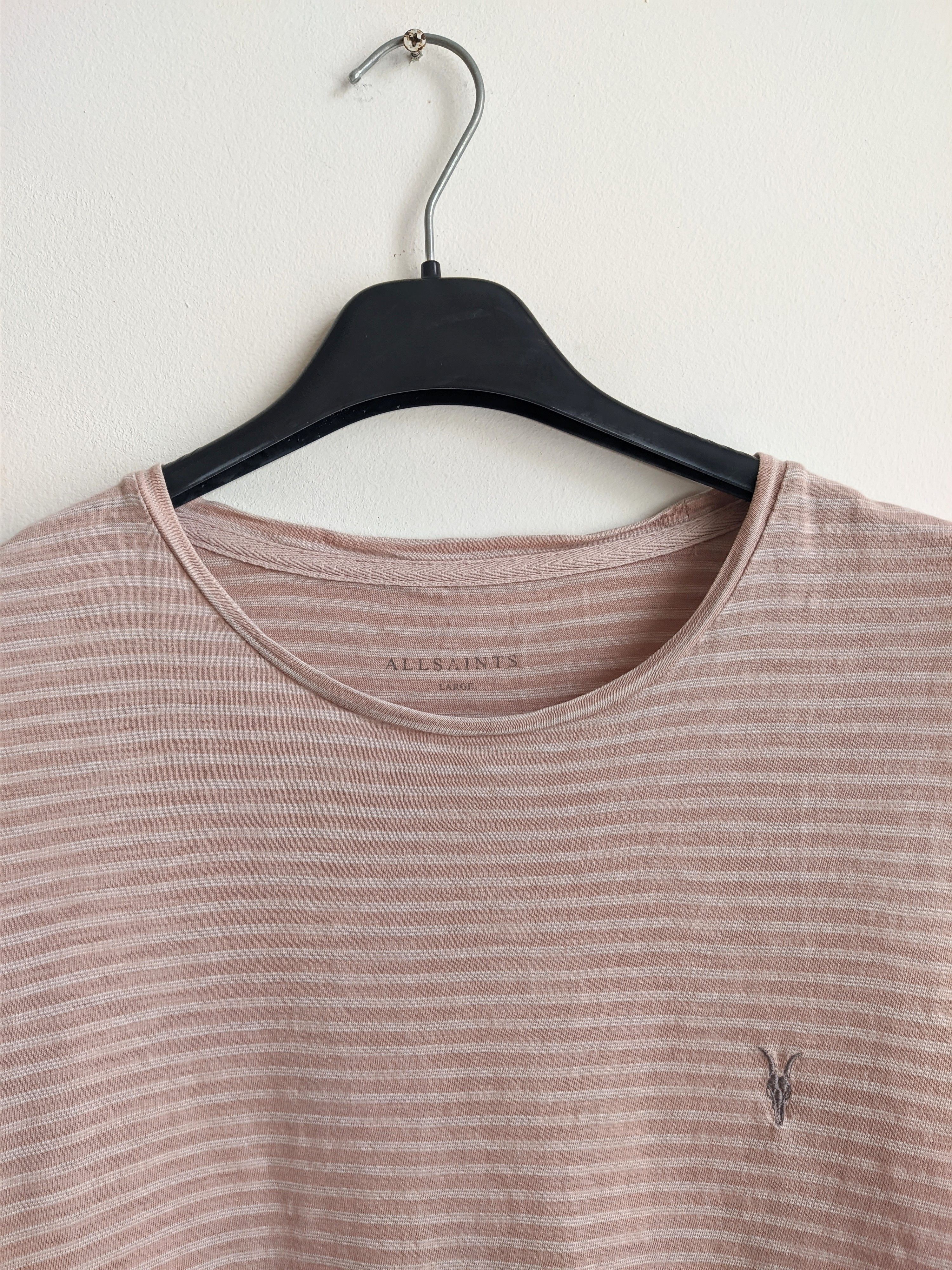 Allsaints Allsaints tshirt pink striped crew neck Size US L / EU 52-54 / 3 - 3 Thumbnail