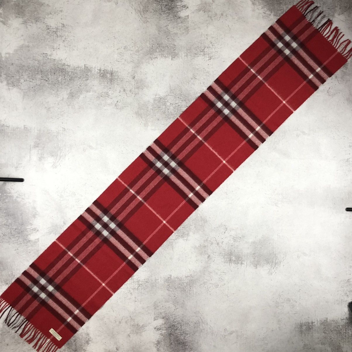 Burberry Burberry Cashmere Scarf Red Nova Check Size ONE SIZE - 17 Thumbnail
