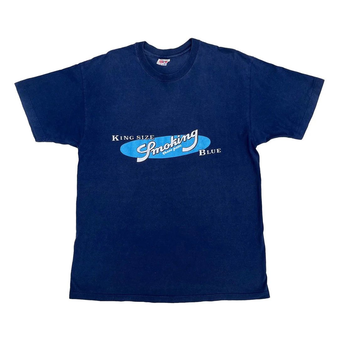 Hanes × Vintage King Size Smoking Blue 1990 Vintage Rolling Papers T-Shirt Size US XL / EU 56 / 4 - 1 Thumbnail