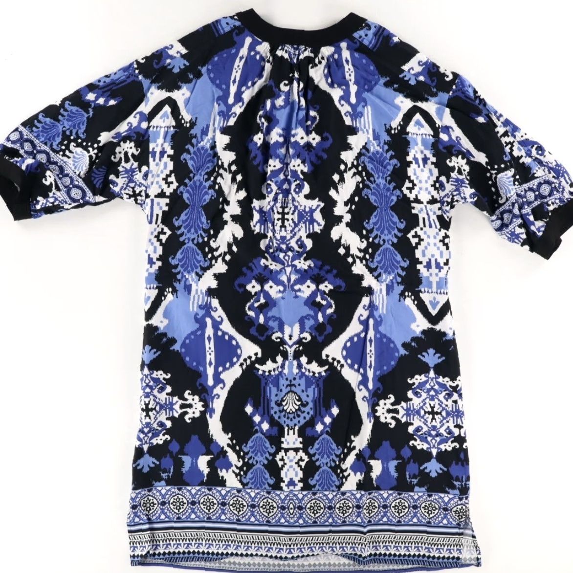 Vintage Chicos Chicos Shirt Dress Blue Women L V-Neck 3/4 Sleeve Tiered Midi Boho All Over Print Dress Size L / US 10 / IT 46 - 4 Thumbnail