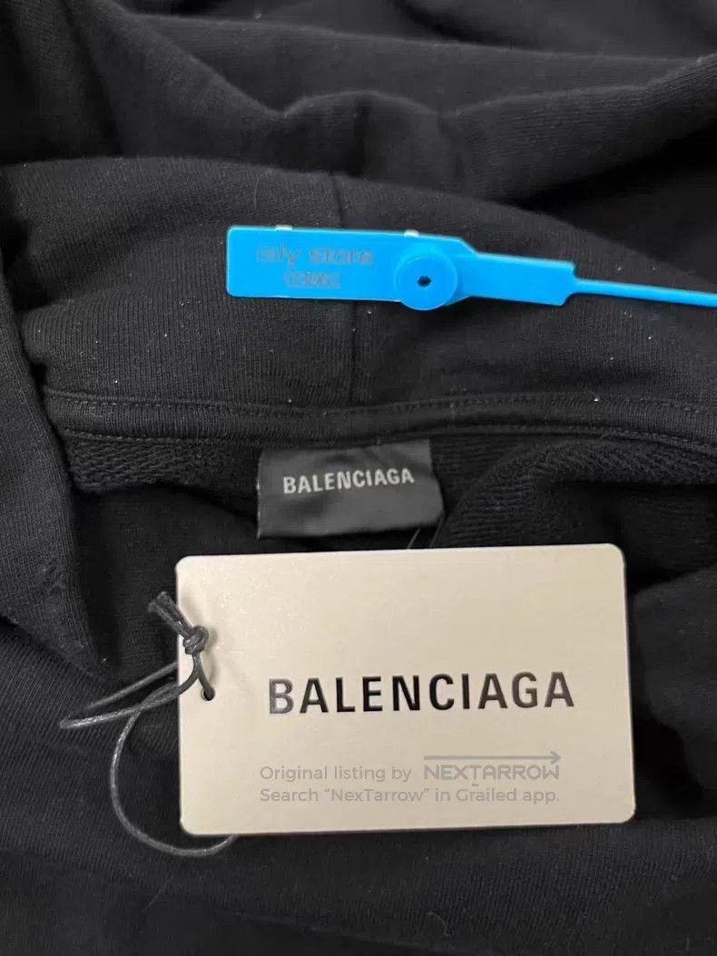 Balenciaga Balenciaga Logo Printed Hooded Pullover Sweatshirt Size US XS / EU 42 / 0 - 7 Thumbnail