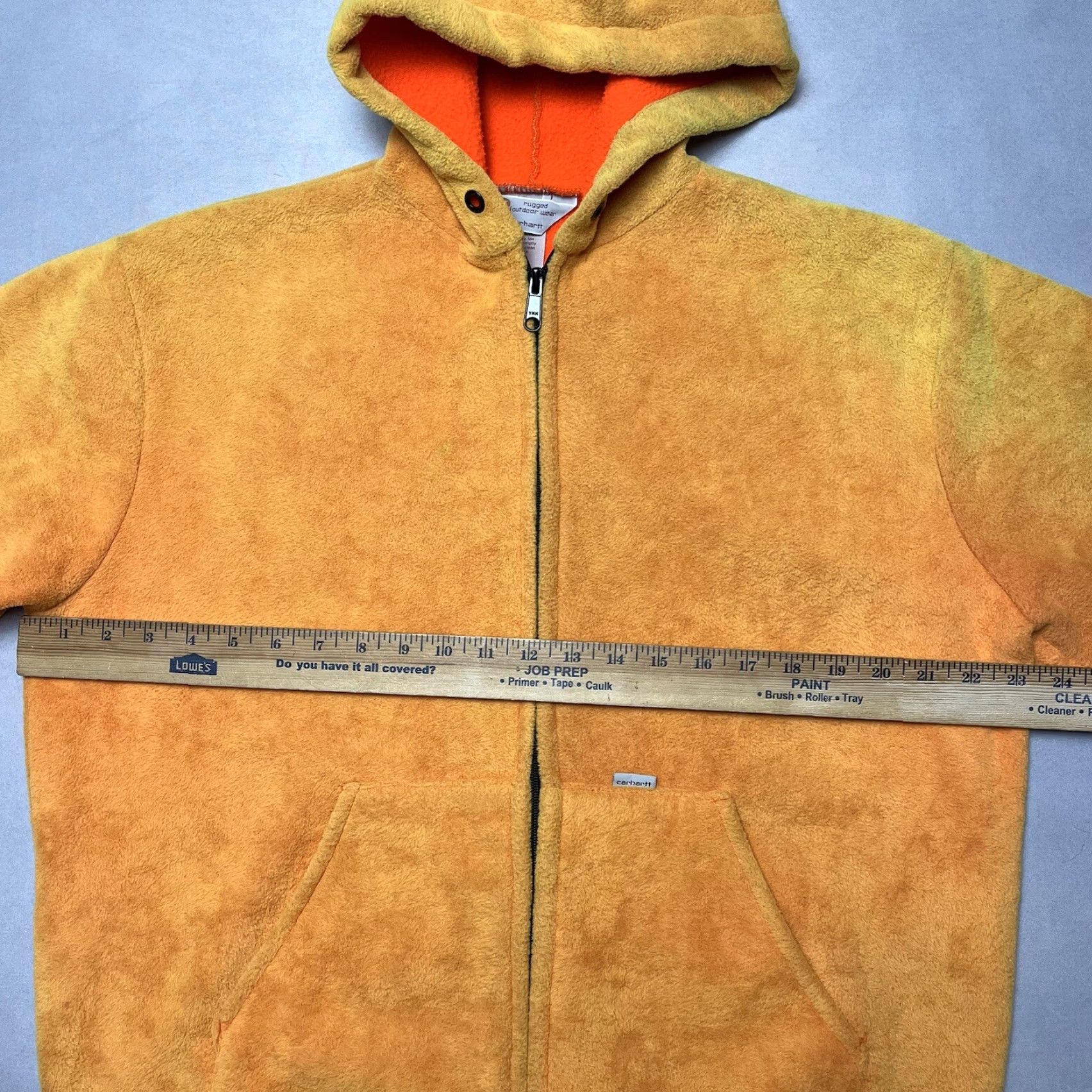 VINTAGE Carhartt Rugged Hoodie Sweatshirt Orange Full Zip Fleece 80s Mens L