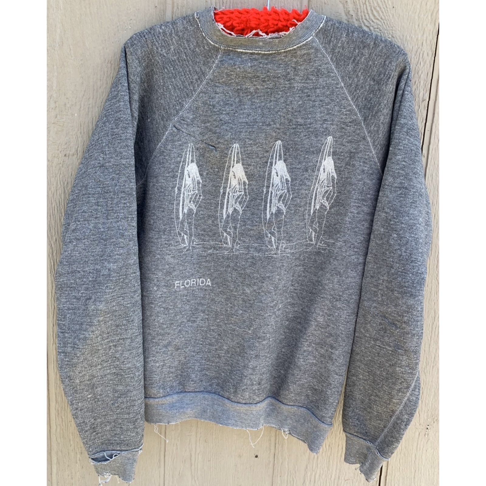 Vintage Vintage Florida Sweatshirt Surfer Girl Surfboard Graphic Raglan Long Sleeve Gray L Mens Shirts Pullover 70s 1970s Surfer Gift Size US L / EU 52-54 / 3 - 4 Thumbnail