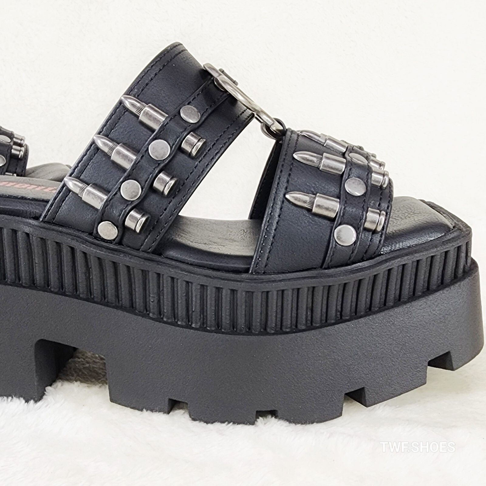 Demonia Cult DEMONIA Wrath Bullet Stud Brass Knuckle Platform Goth Sandal Size US 6 / IT 36 - 5 Thumbnail