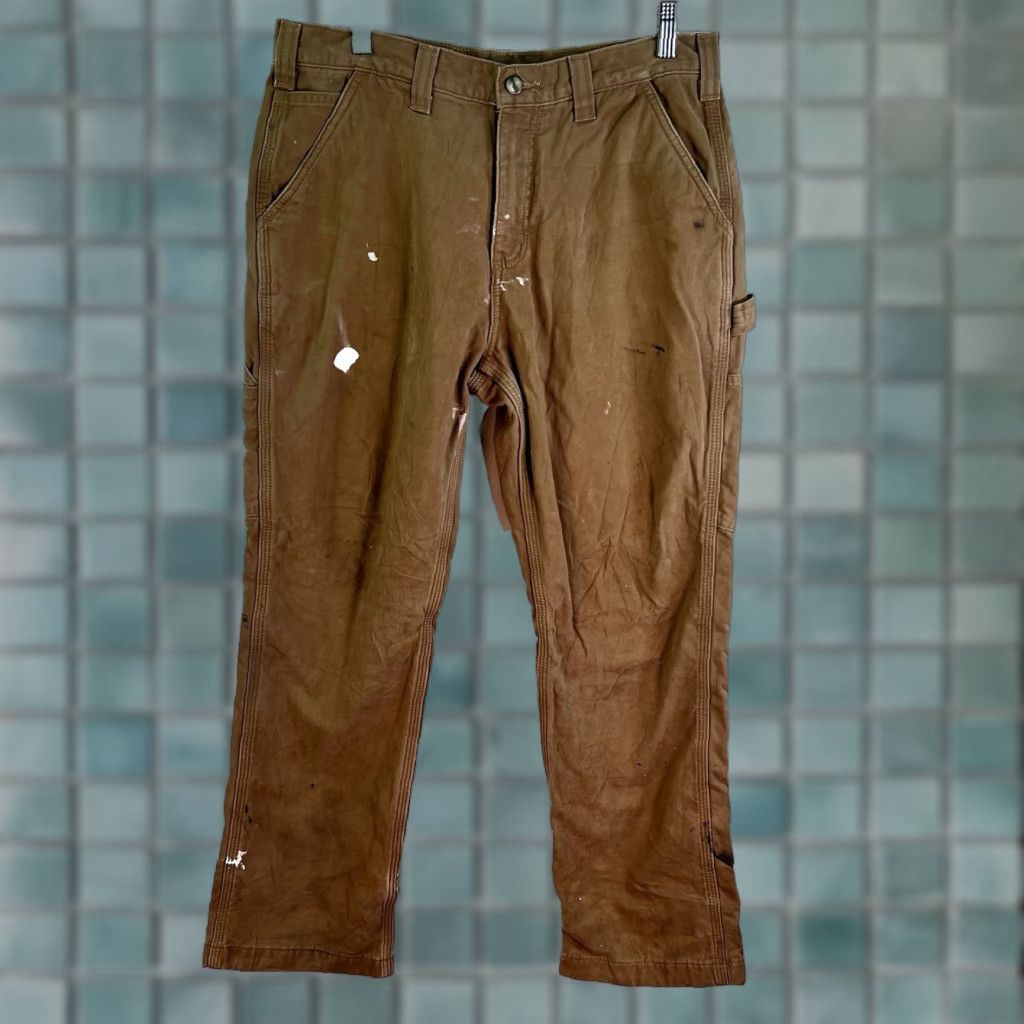 Carhartt VINTAGE Carhartt Lined Carpenter Pants Mens Size 33x30 Brown Canvas Relaxed Fit Workwear 90s Size US 33 - 1 Thumbnail