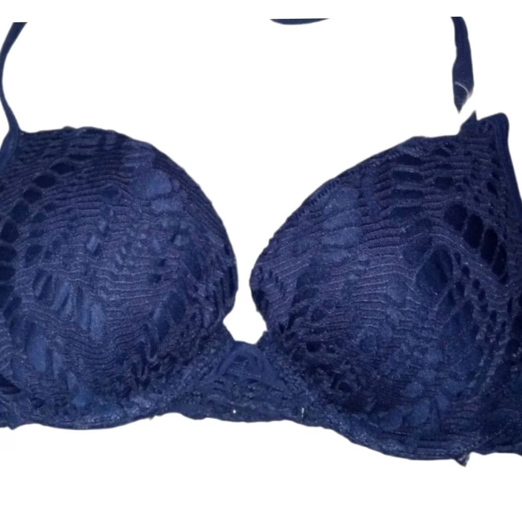 Vintage Aerie Top Womens 32 A Navy Blue Swim Bikini Top Only Size XXS / US 00 / IT 34 - 2 Thumbnail