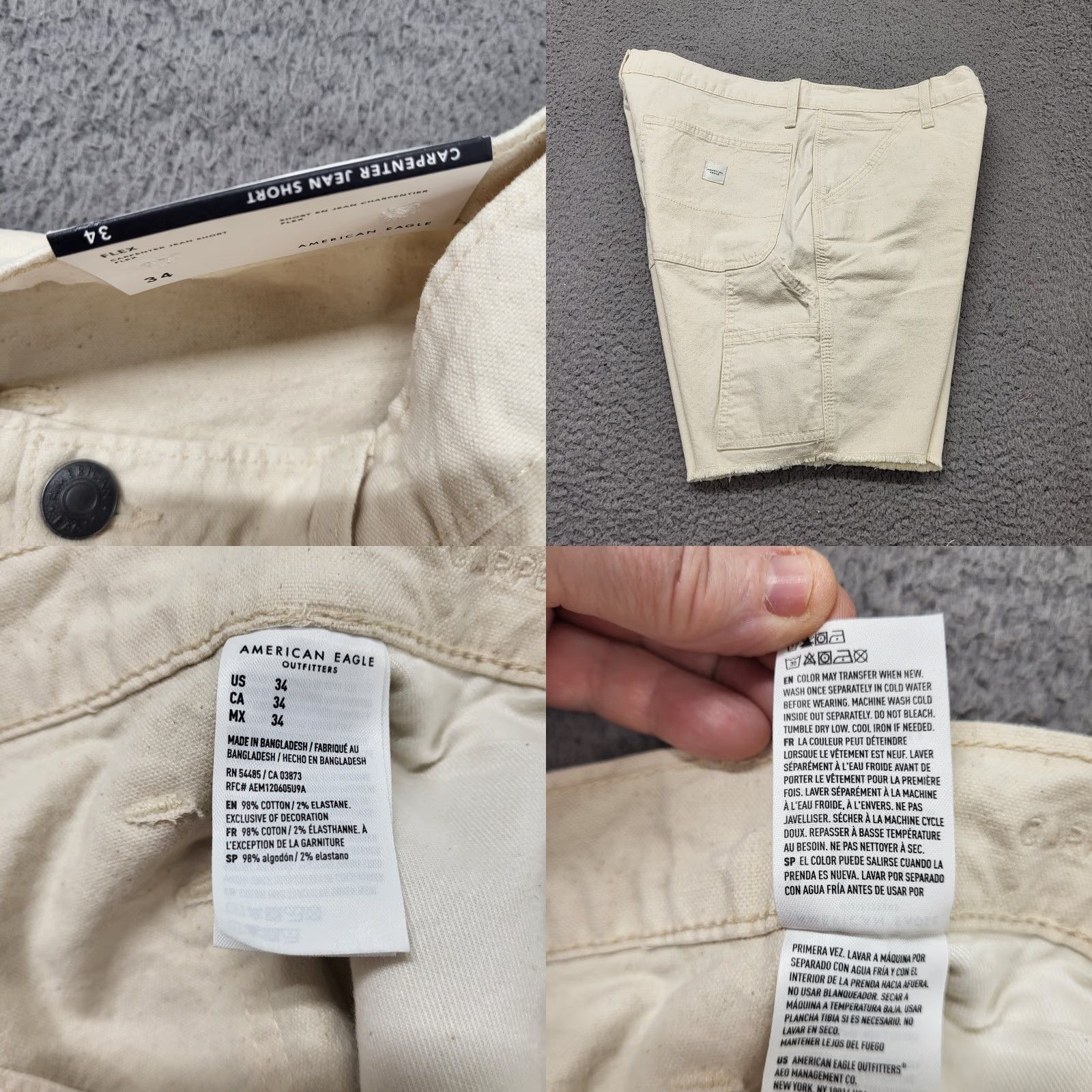 American Eagle Outfitters American Eagle 7" Flex Utility Shorts Men's ~Size 34~ Natural Carpenter Jeans Size US 34 / EU 50 - 9 Thumbnail