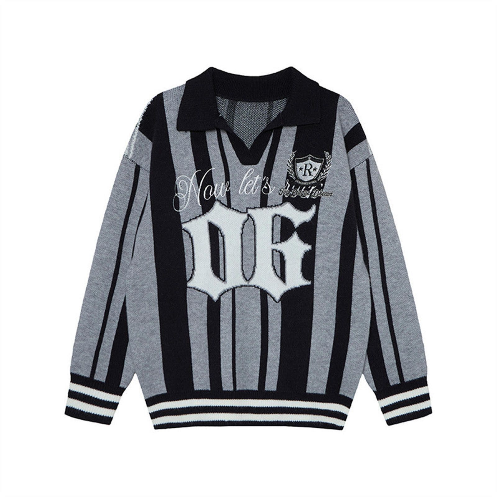 Vintage Striped Collared Sweater, Retro Knit Pullover Size M / US 6-8 / IT 42-44 - 8 Thumbnail