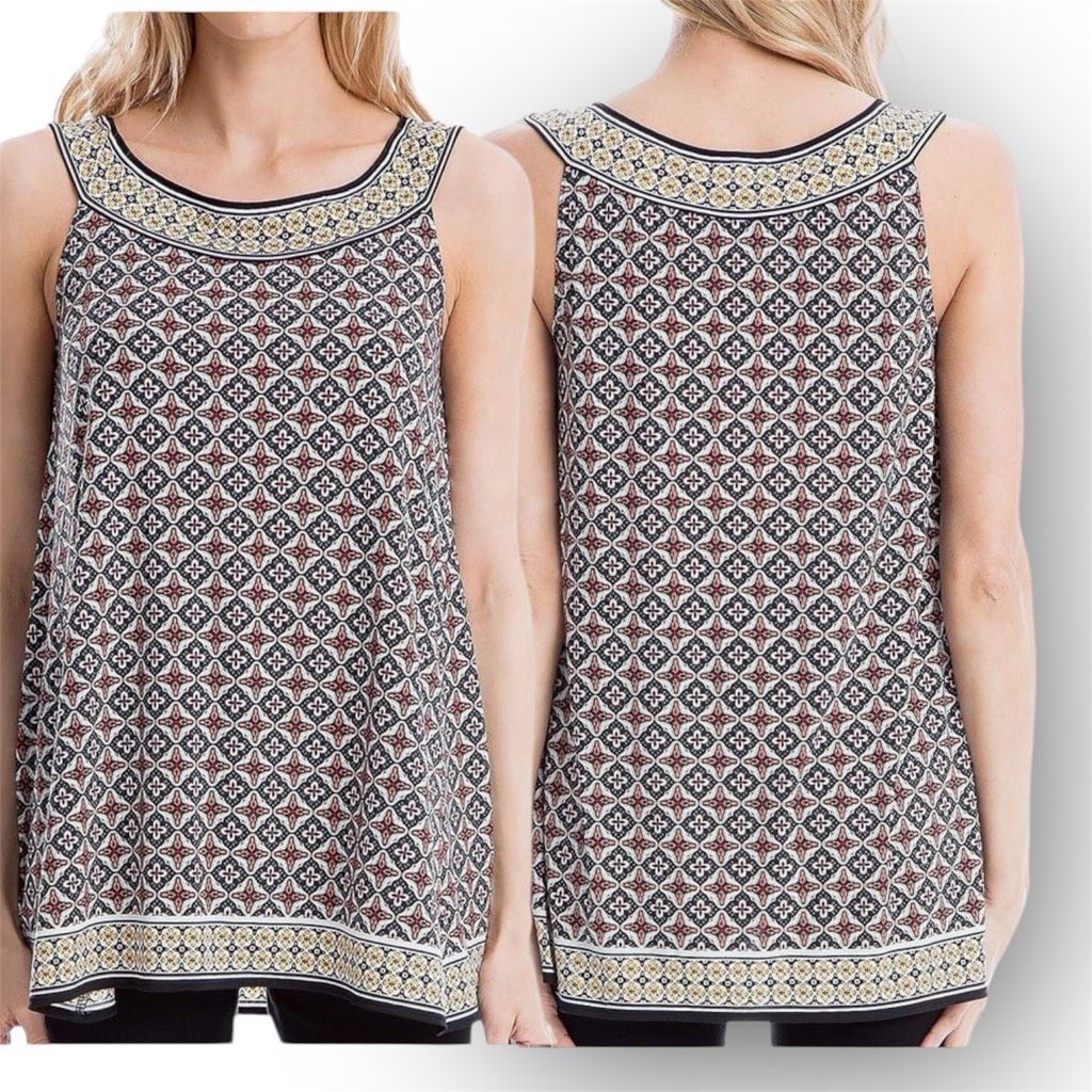 Max Mara Max Studio, Sleevless Printed Matte Jersey Trapeze Tunic Top Women's Medium Size M / US 6-8 / IT 42-44 - 2 Thumbnail