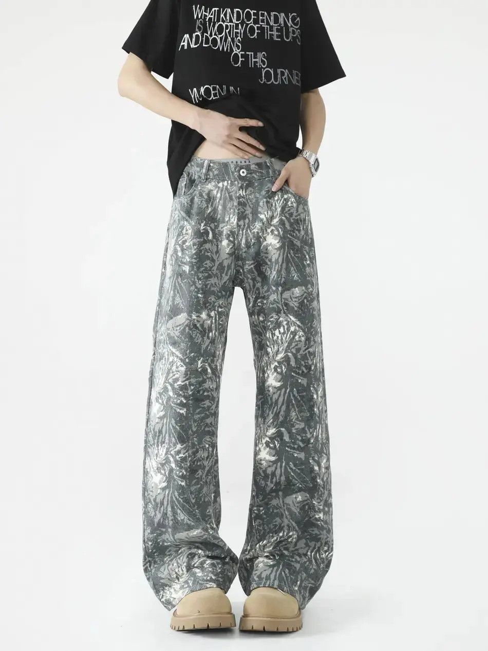 Japanese Brand Retro micro flared casual printed jeans Size US 32 / EU 48 - 2 Thumbnail