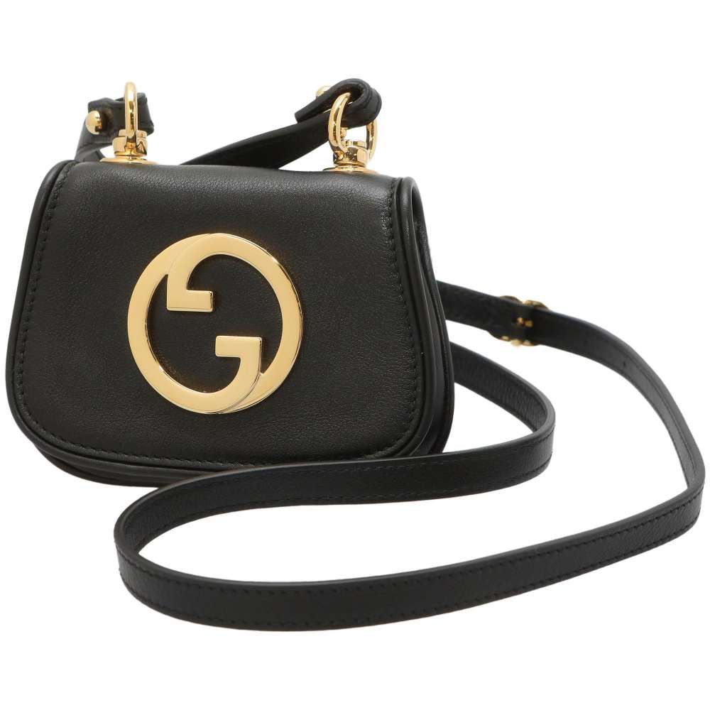 image of Gucci Shoulder Wallet Blondie Card Case Calf Leather Black, Women's