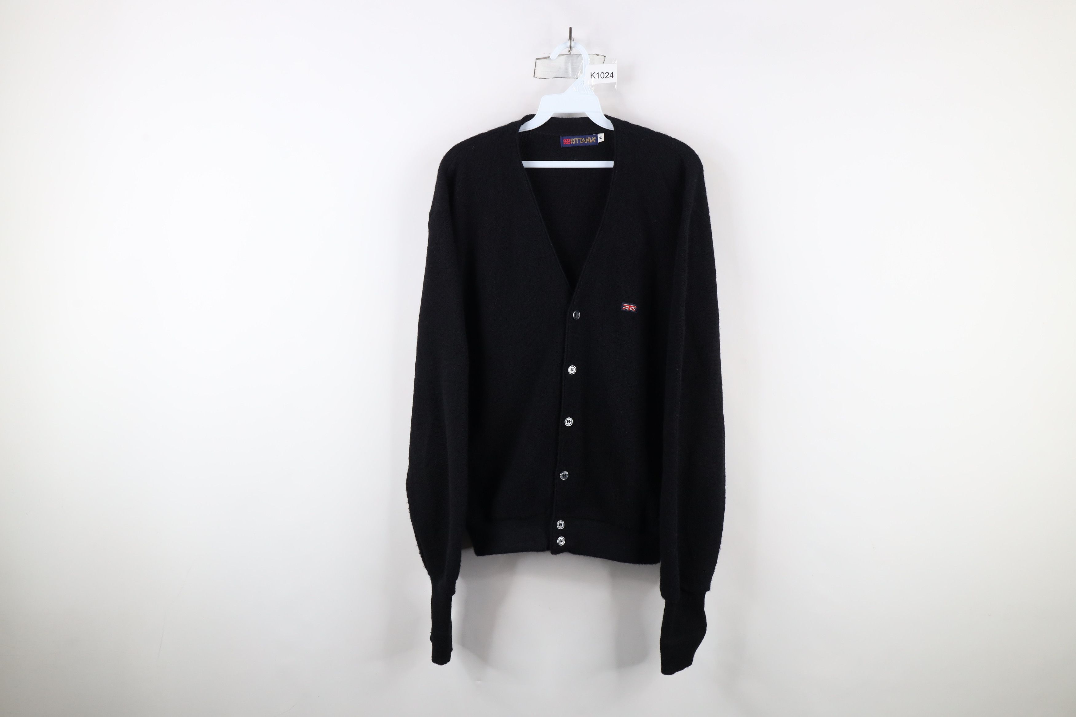 Vintage Vintage 70s Streetwear Flag Knit Cardigan Sweater Black USA Size US M / EU 48-50 / 2 - 1 Thumbnail