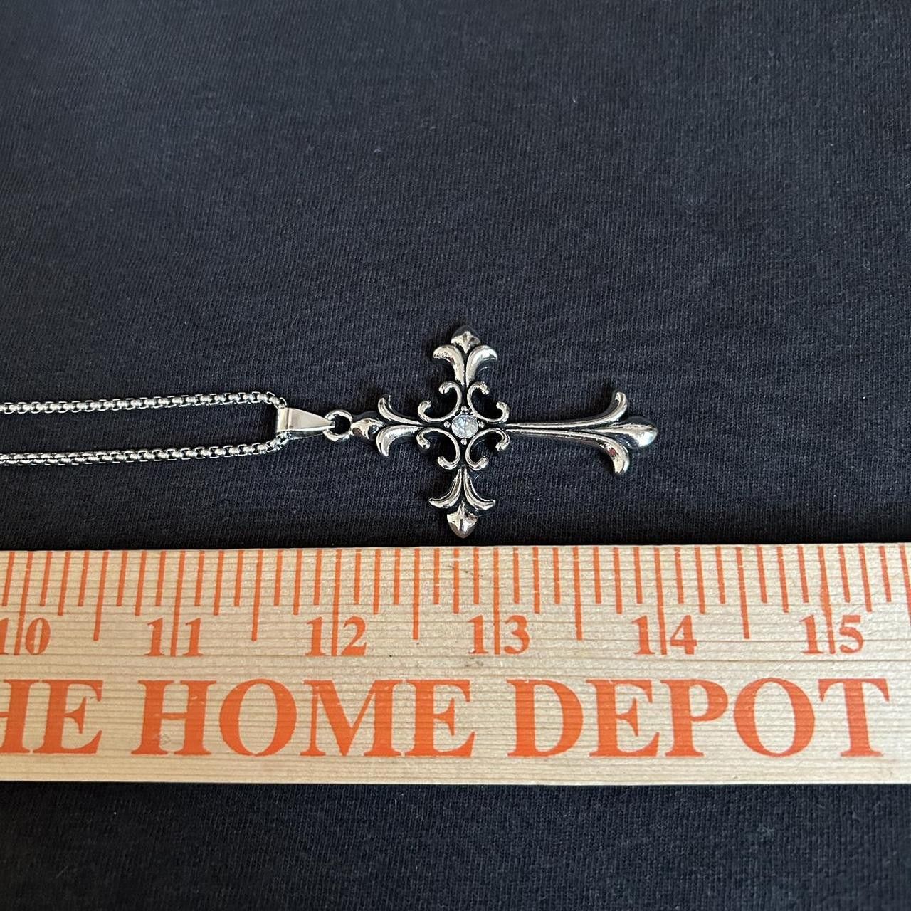 Japanese Brand × Vintage Y2K 2000s Silver Studded Cross Skater Hip Hop Chain Size ONE SIZE - 7 Thumbnail