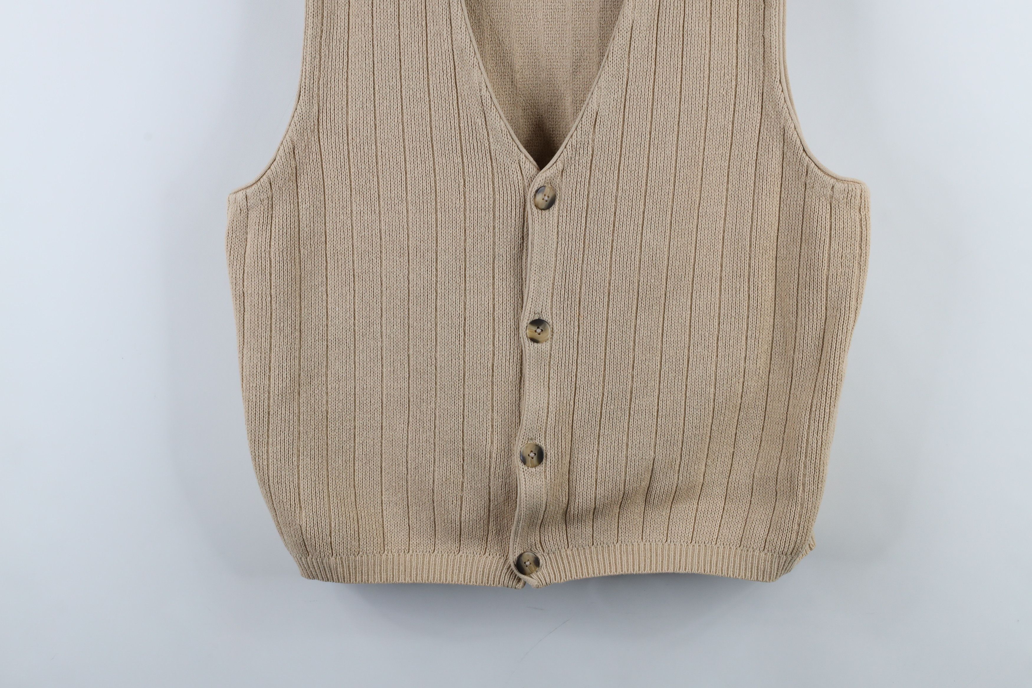 Eddie Bauer × Vintage Vintage 90s Eddie Bauer Knit Cardigan Sweater Vest Beige Size US L / EU 52-54 / 3 - 3 Thumbnail