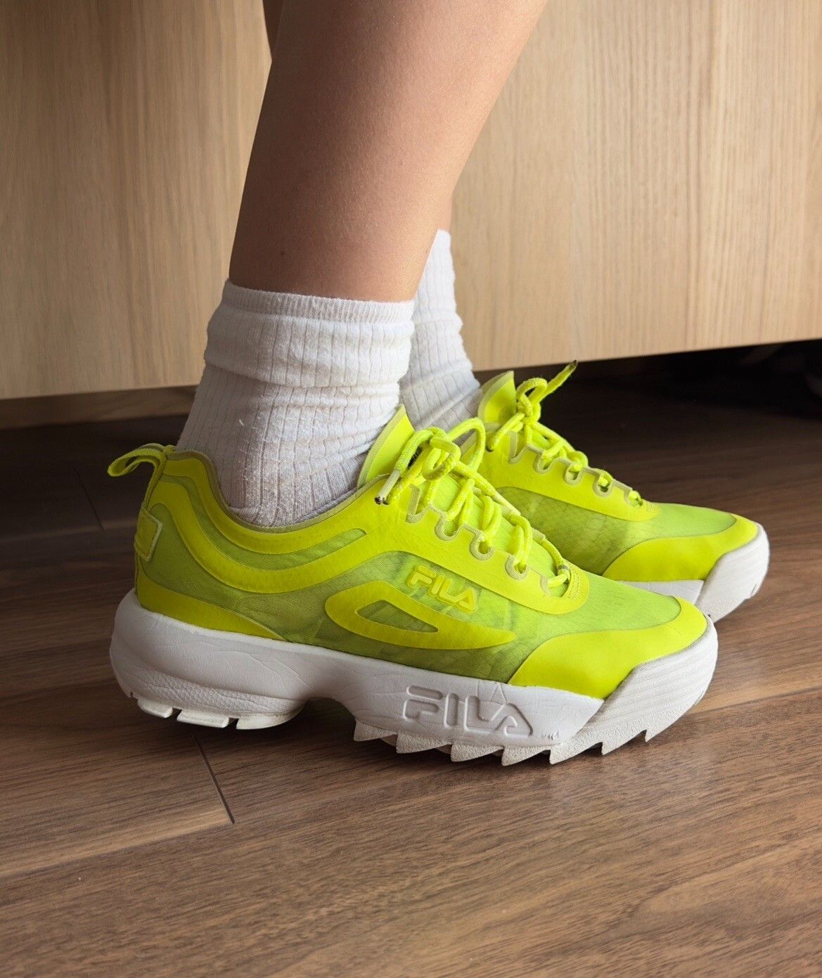 Fila Fila Disruptor Run Neon Lime Platform Sneakers Womens Size US 6 / IT 36 - 1 Thumbnail