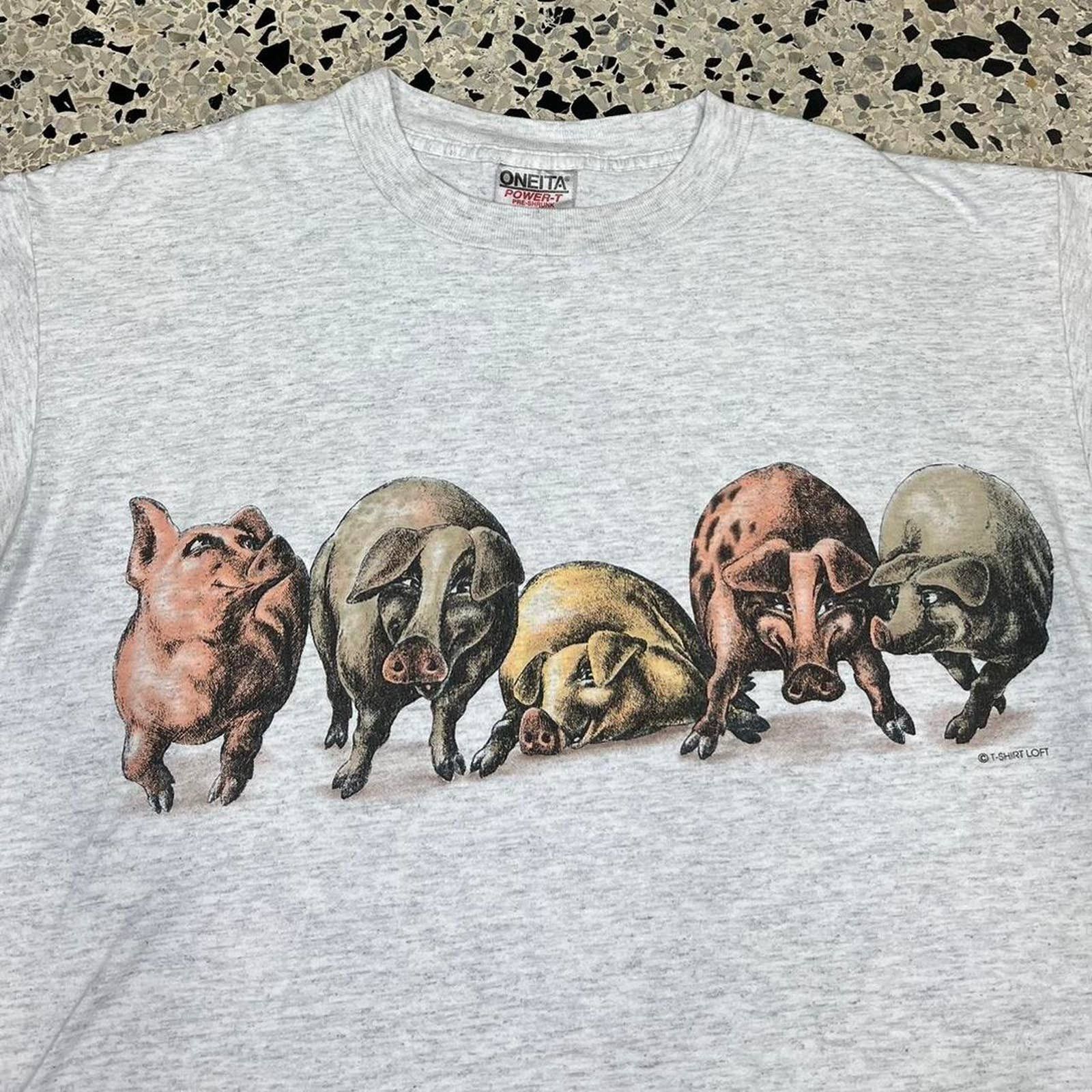 Japanese Brand × Vintage VINTAGE 90S SINGLE STITCH SILLY LITTLE PIGS TEE Size US L / EU 52-54 / 3 - 2 Thumbnail