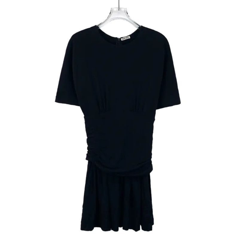 Miu Miu Miu Miu Black Rayon Short Dress 0089 Size XS / US 0-2 / IT 36-38 - 1 Thumbnail