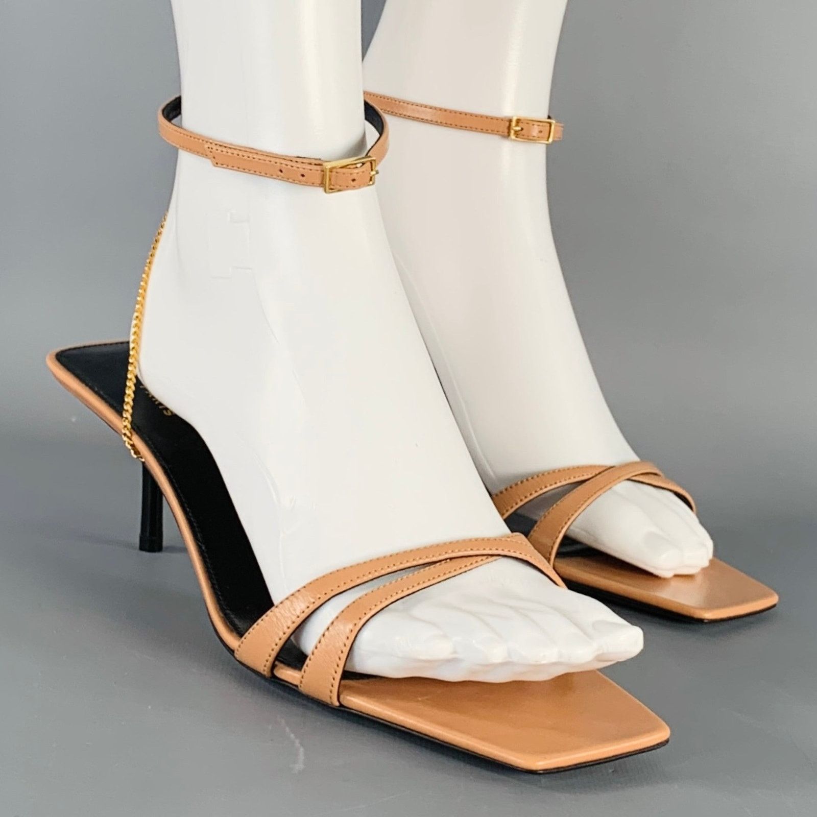 Saint Laurent Paris SAINT LAURENT Melody Chain Ankle Strap Kitten Heel Sandals Size US 10 / IT 40 - 1 Thumbnail
