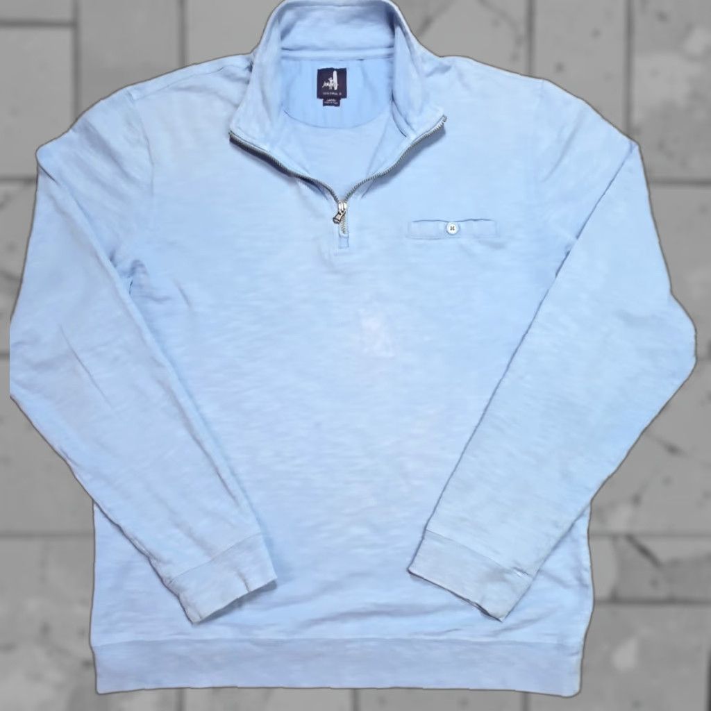 johnnie-O Johnnie-O Mens Keane 1/4 Zip Pullover Shirt Sweatshirt Golf Mock Neck Blue L Size US L / EU 52-54 / 3 - 1 Thumbnail