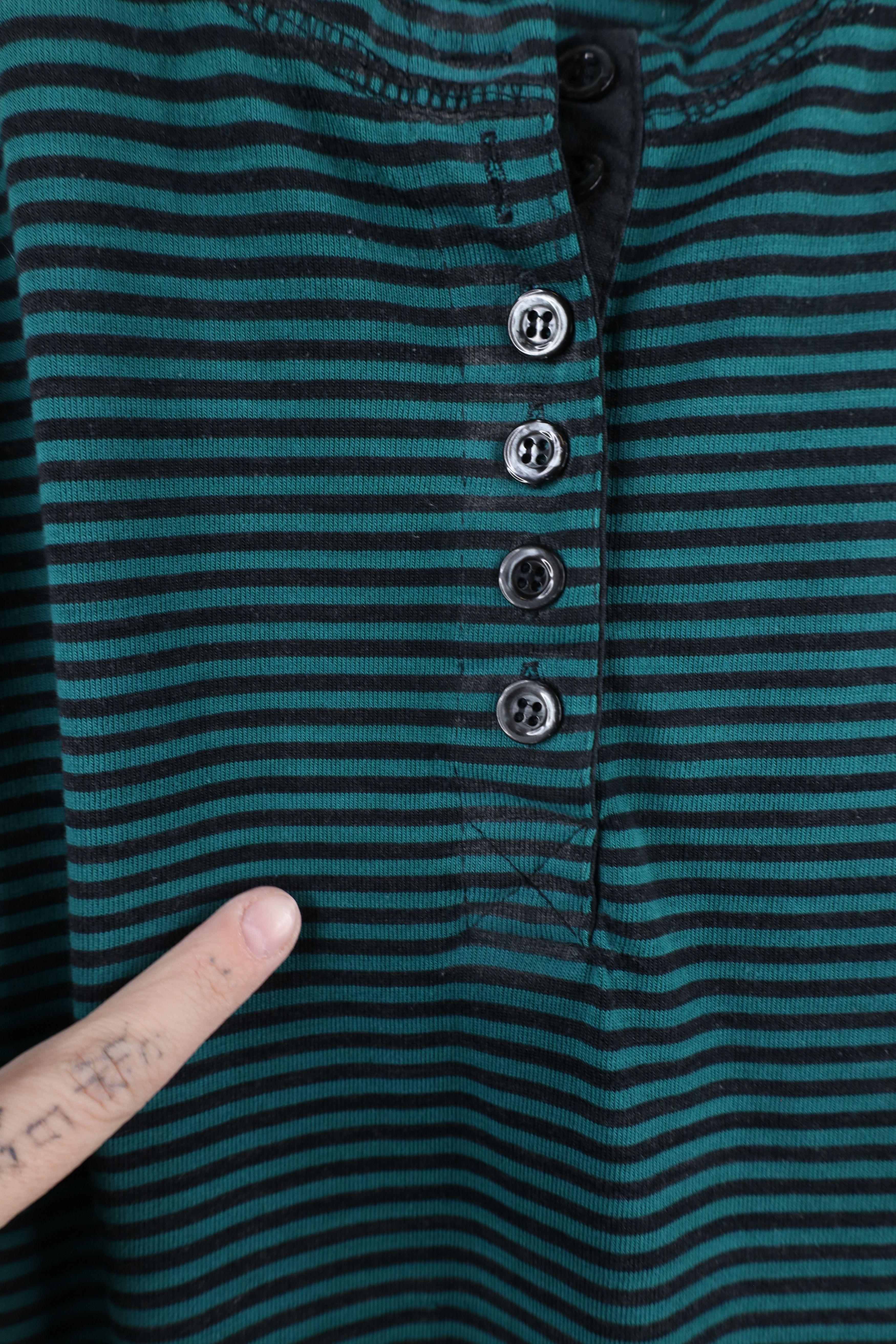 Vintage Vintage 90s Streetwear Striped Long Sleeve Henley T-Shirt Size M / US 6-8 / IT 42-44 - 4 Thumbnail