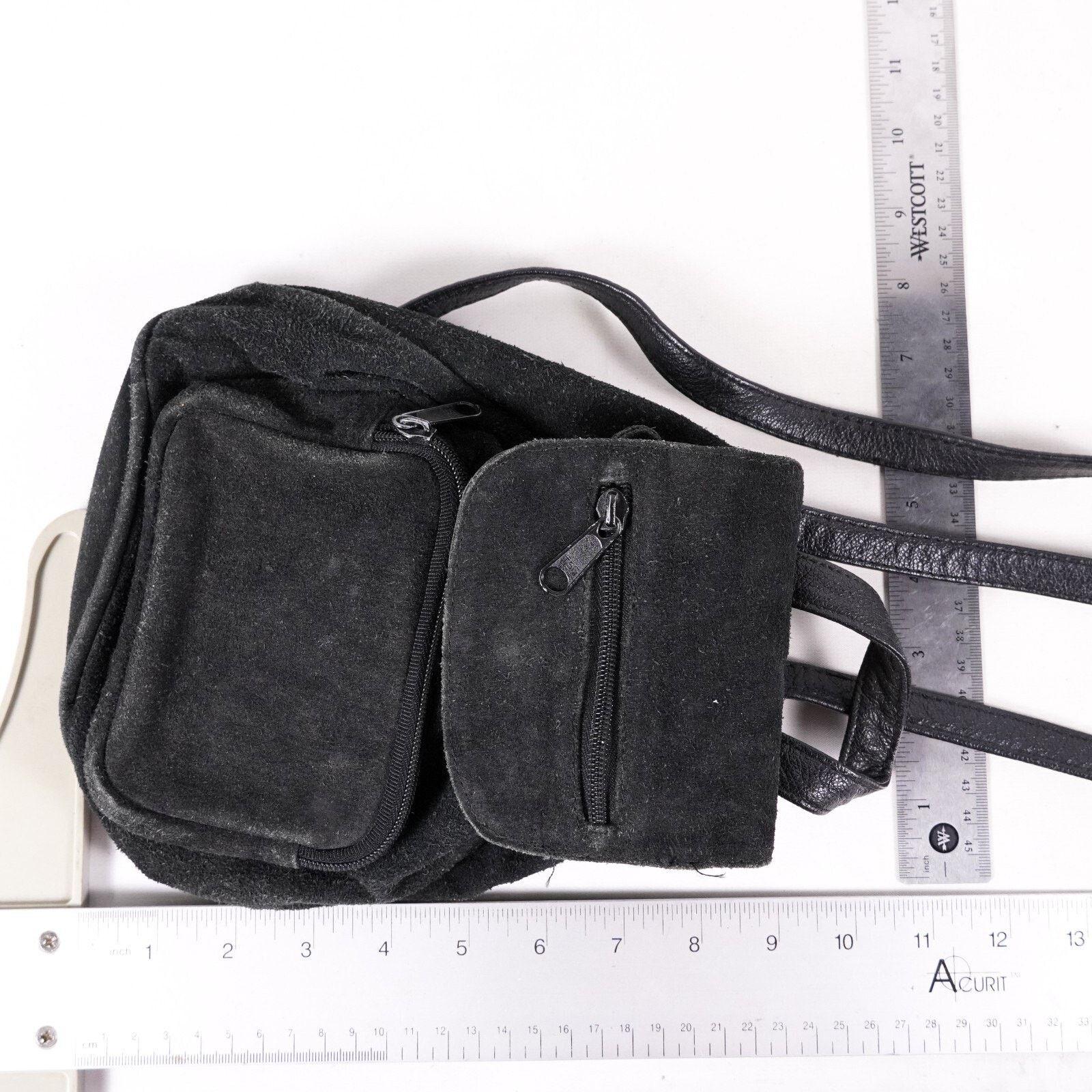 Other Black Suede Leather Over Shoulder Bag Satchel Backpack Pack Size ONE SIZE - 9 Thumbnail