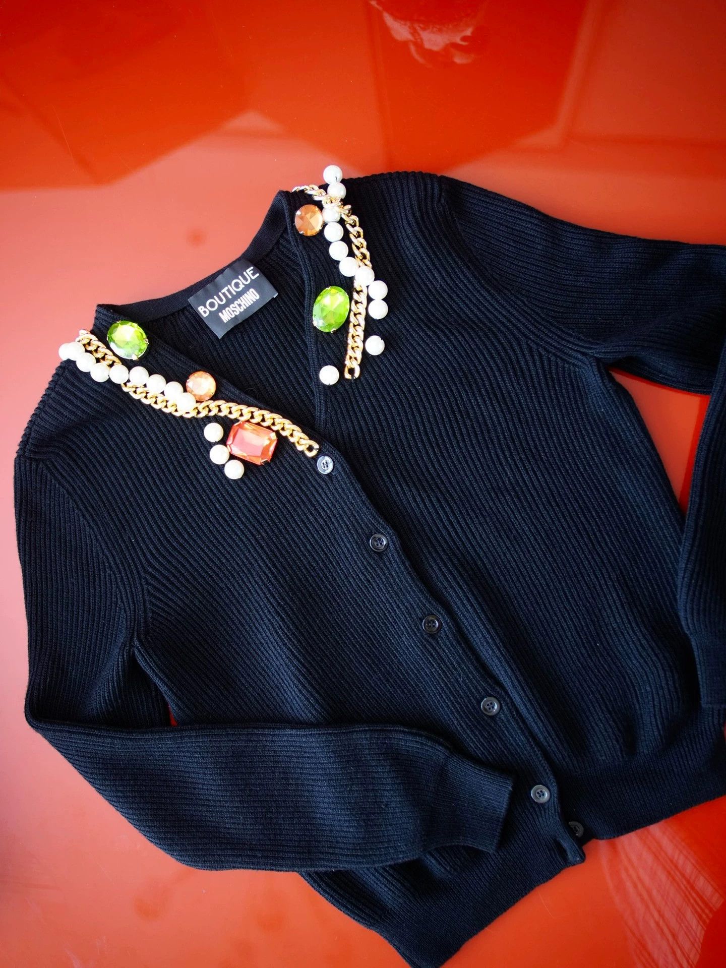 Moschino Moschino Jeweled Wool Knit Cardigan IT38/M Perfect Size XS / US 0-2 / IT 36-38 - 3 Thumbnail