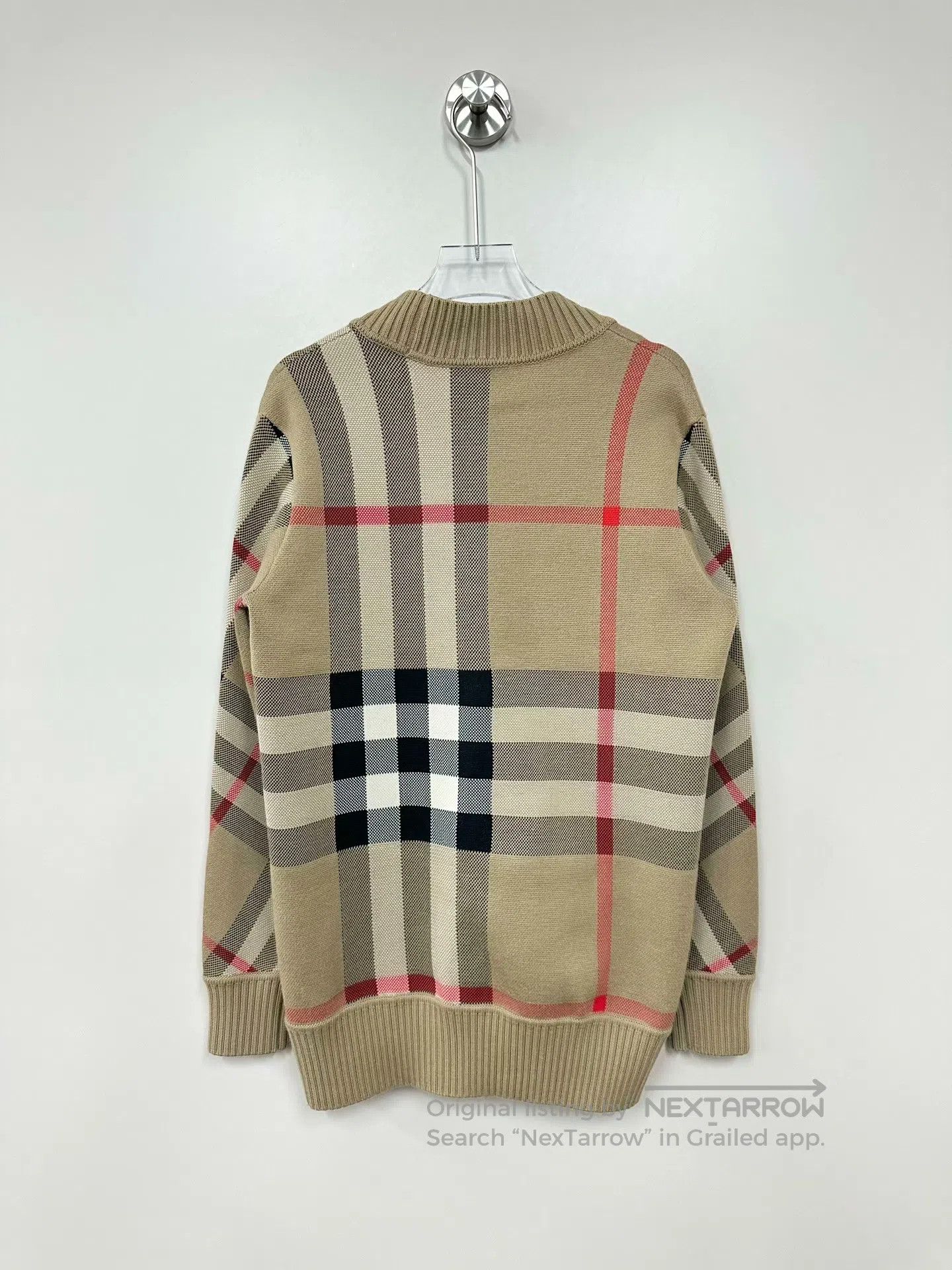 Burberry Burberry Khaki Classic Plaid Knit Cardigan Jacket| Size XXS / US 00 / IT 34 - 2 Thumbnail