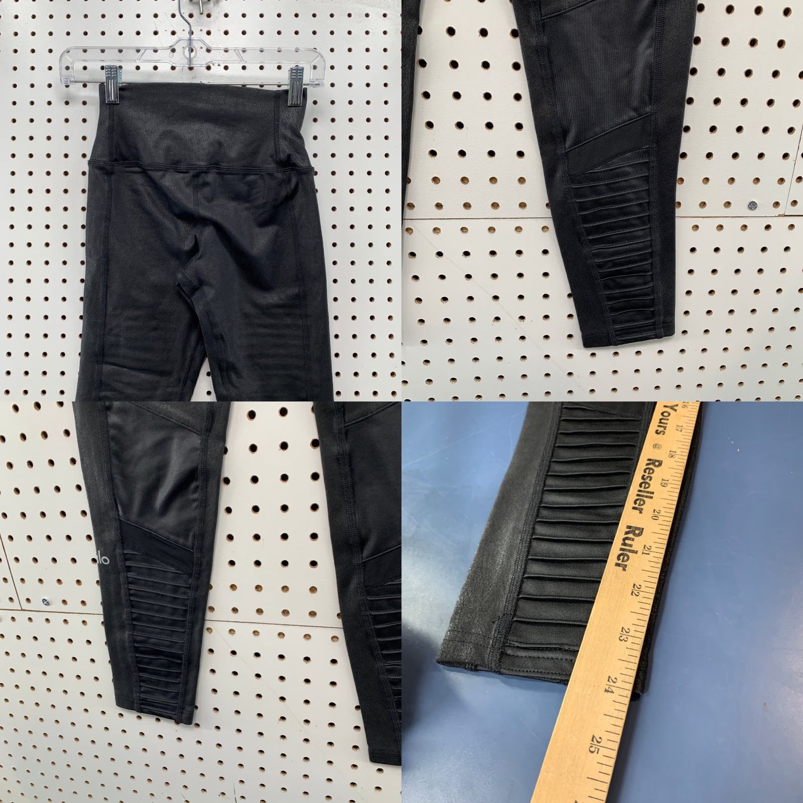 Alo Alo Yoga Moto Leggings Pants Womens XS Extra Small Black Faux Leather 22x24 Size 26" / US 2 / IT 38 - 8 Thumbnail