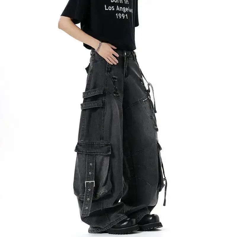 Japanese Brand Extra Wide Leg Multi-pocket Baggy Jeans Size US 34 / EU 50 - 4 Thumbnail
