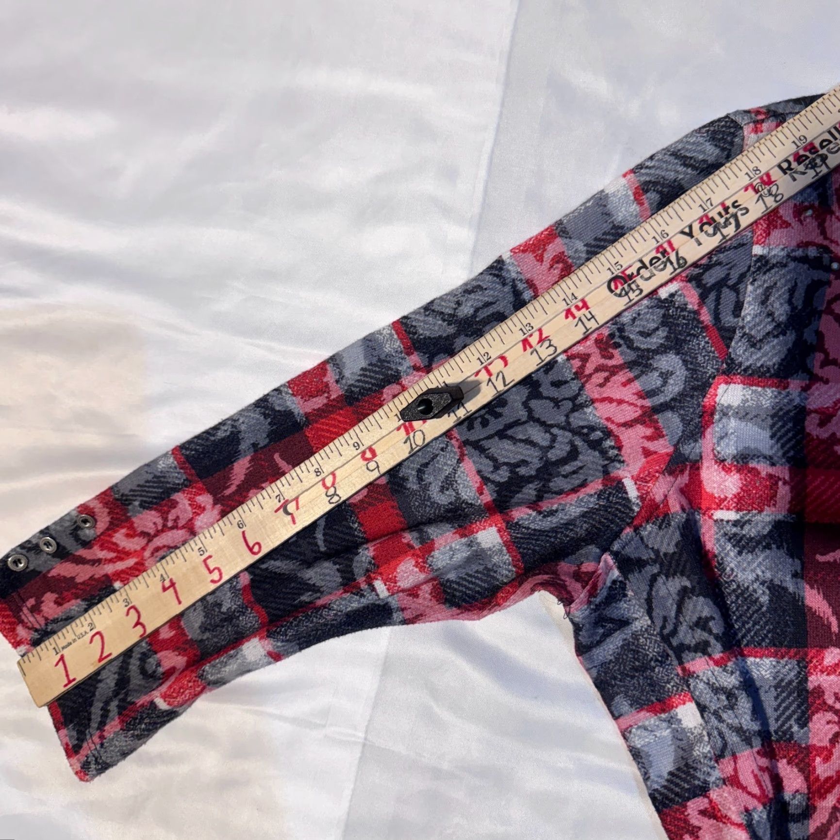Vintage Allison Daley T-Shirt Knit Plaid Paisley Rhinestone Tunic Top L Red Casual Logo 3/4 Sleeve Cotton Polyester Modern Womens Regular Size L / US 10 / IT 46 - 7 Thumbnail