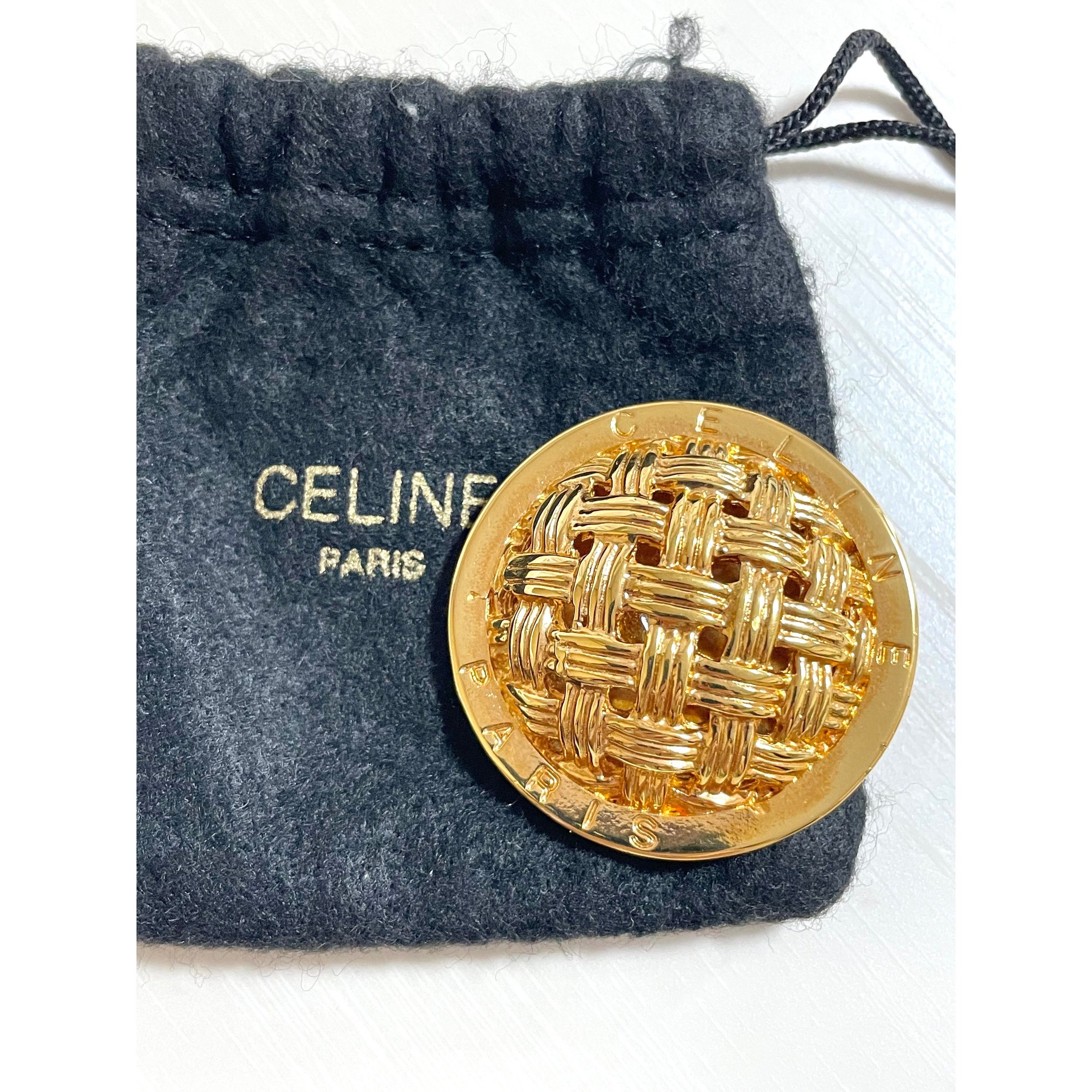 Celine Vintage Celine golden brooch in apple pie design. Round pin Size ONE SIZE - 2 Thumbnail