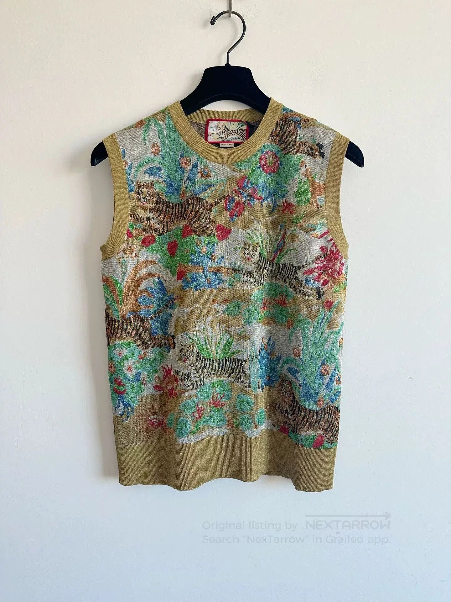 Gucci Gucci Jungle Tiger Gold Thread Knit Vest. Size S / US 4 / IT 40 - 1 Thumbnail