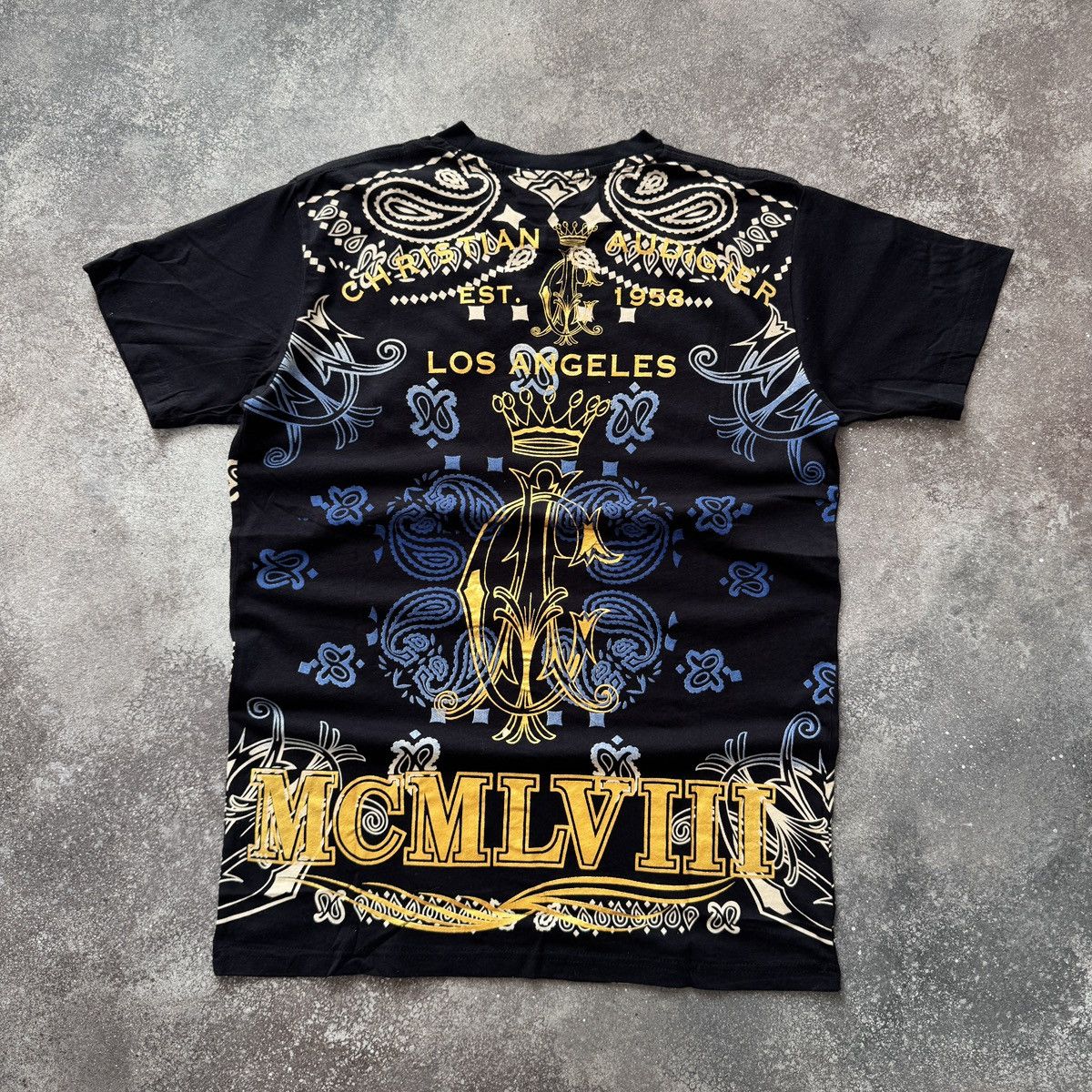 Ed Hardy Christian Audigier Skull & Roses Rhinestones Y2K T-Shirt Size US L / EU 52-54 / 3 - 2 Thumbnail