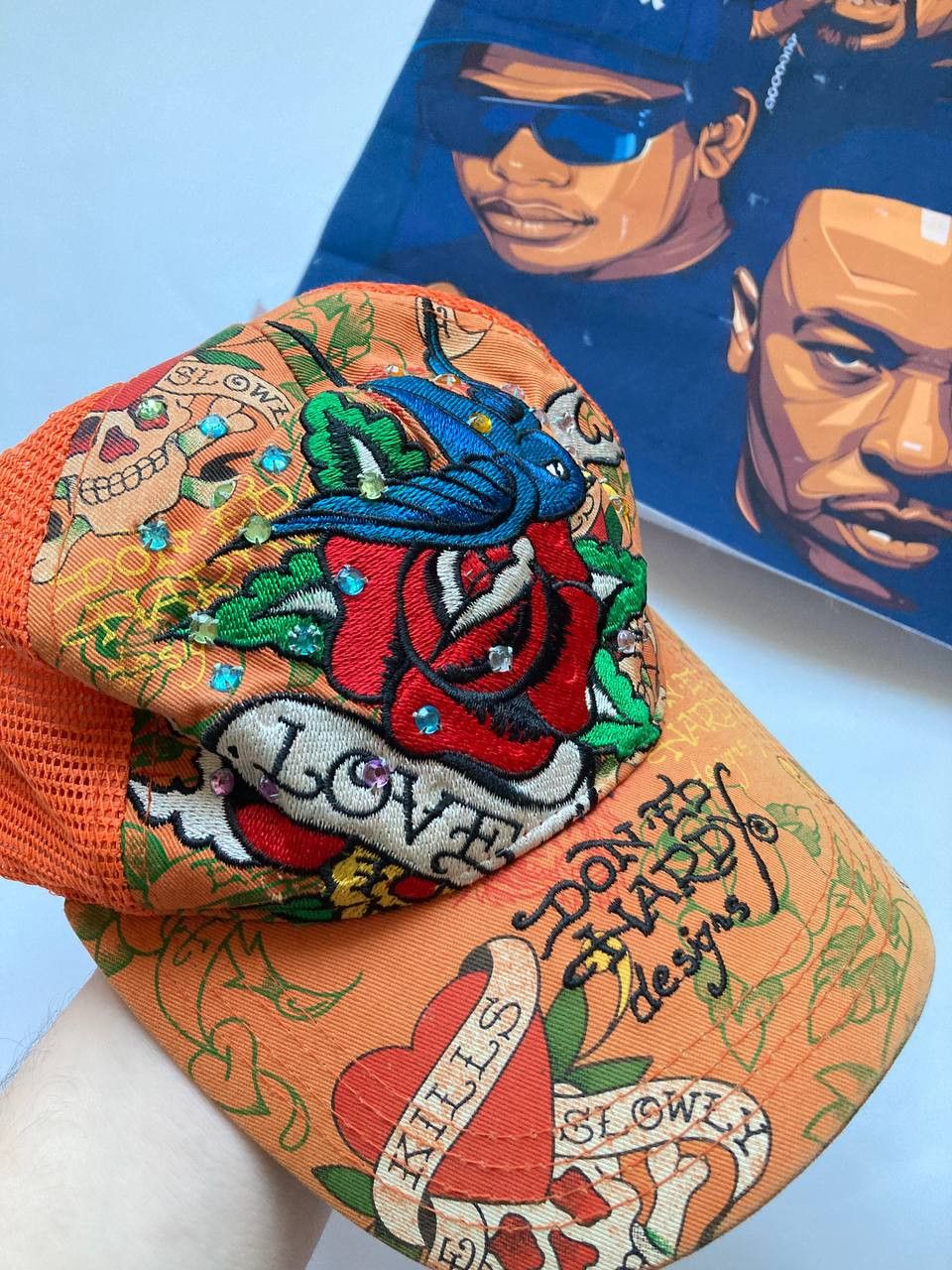 Ed Hardy × Vintage Vintage Y2K Ed Hardy Christian Audigier Trucker Hat Cap Size ONE SIZE - 2 Thumbnail