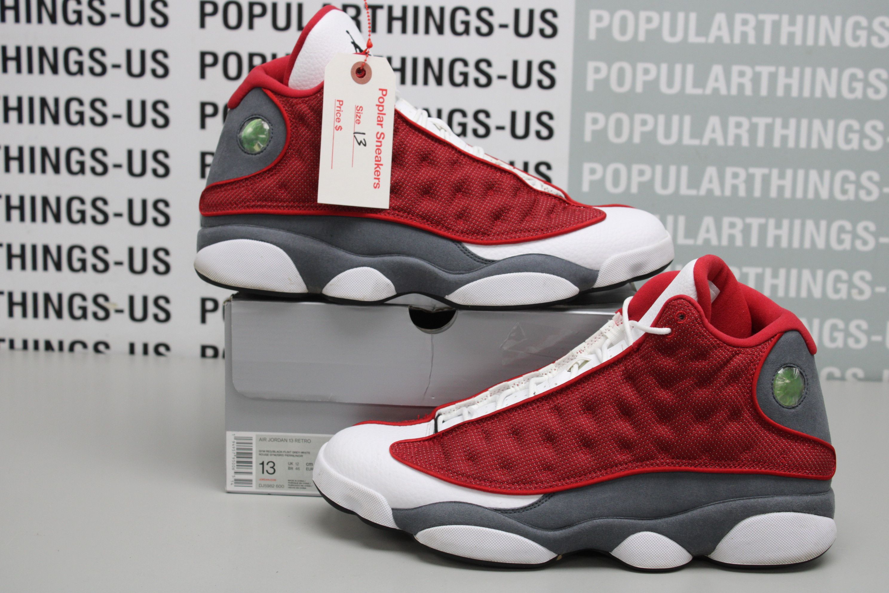 image of Air Jordan 13 Retro Red Flint Size 13 Shoes in Gray Red, Men's