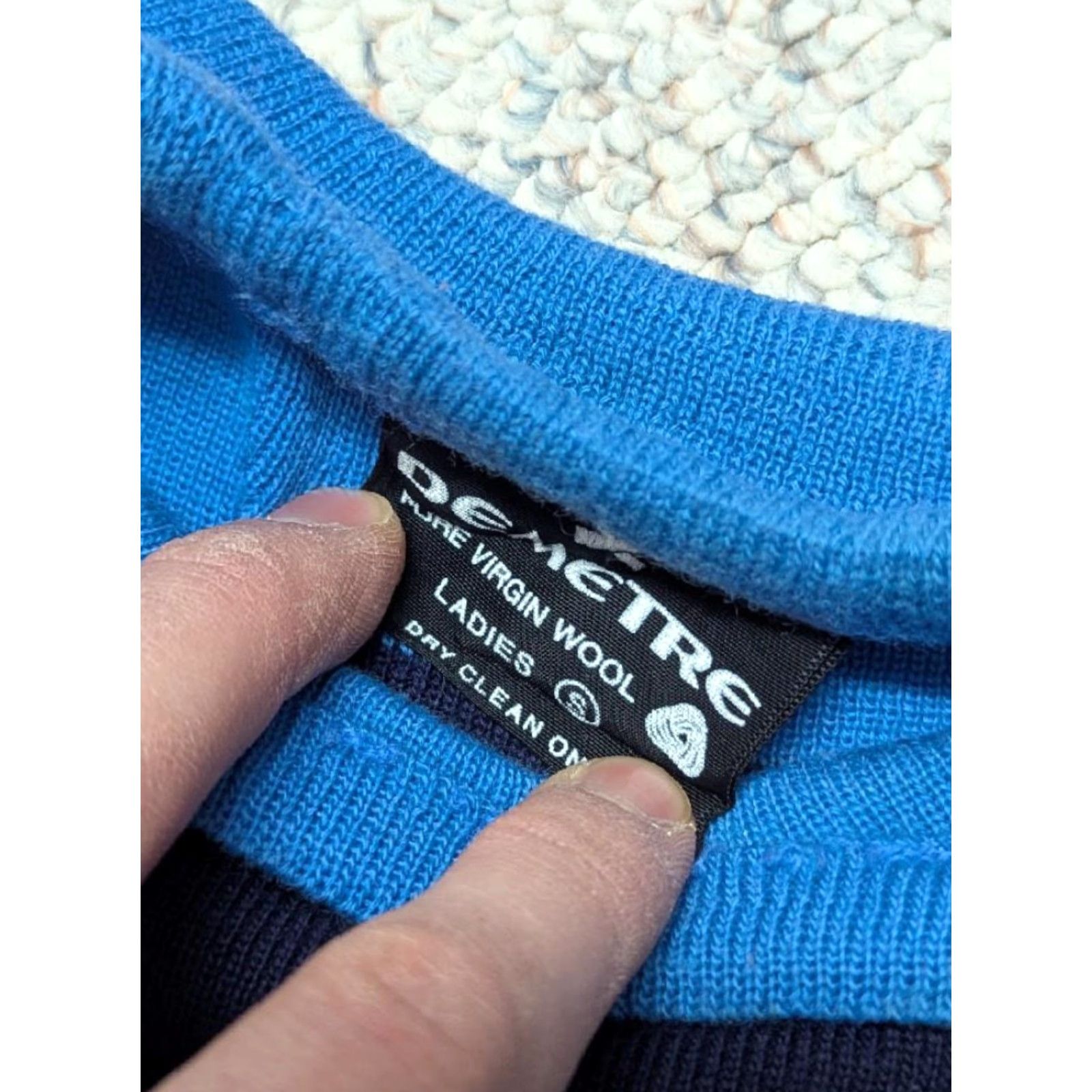 Rainbow VINTAGE DEMETRE Womens Wool Sweater XXS Blue Rainbow Stripe 1980s Size XXS / US 00 / IT 34 - 2 Thumbnail